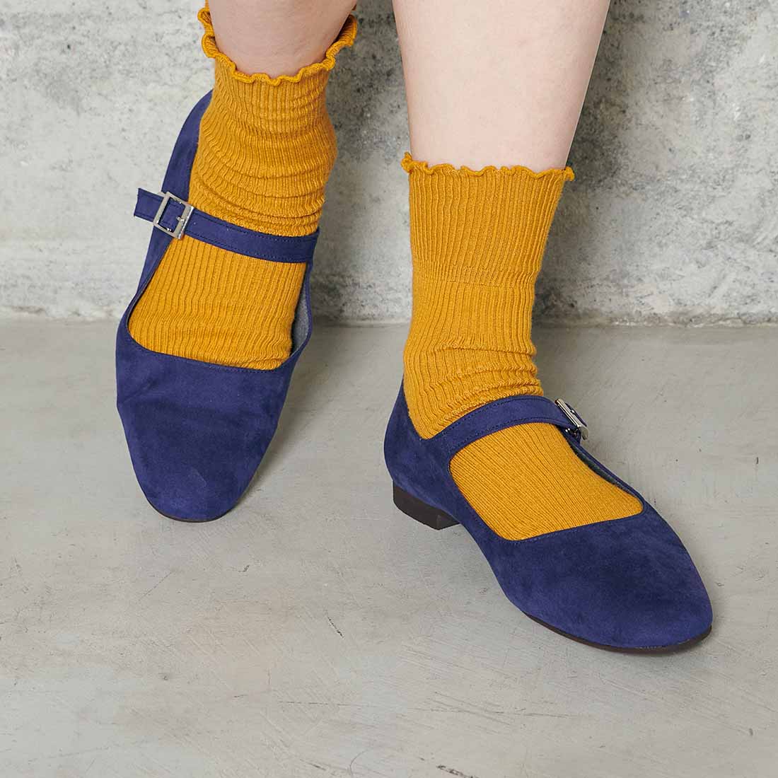 ノヤウ noyau ラウンドストラップメリージェーンシューズ,パープルスエード