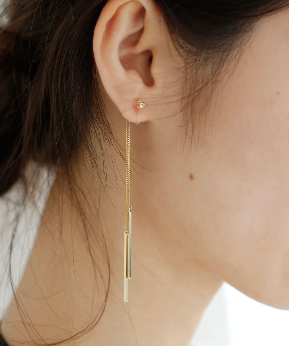 "Colleca la Non-Hole Stone and Long Chain Earrings"