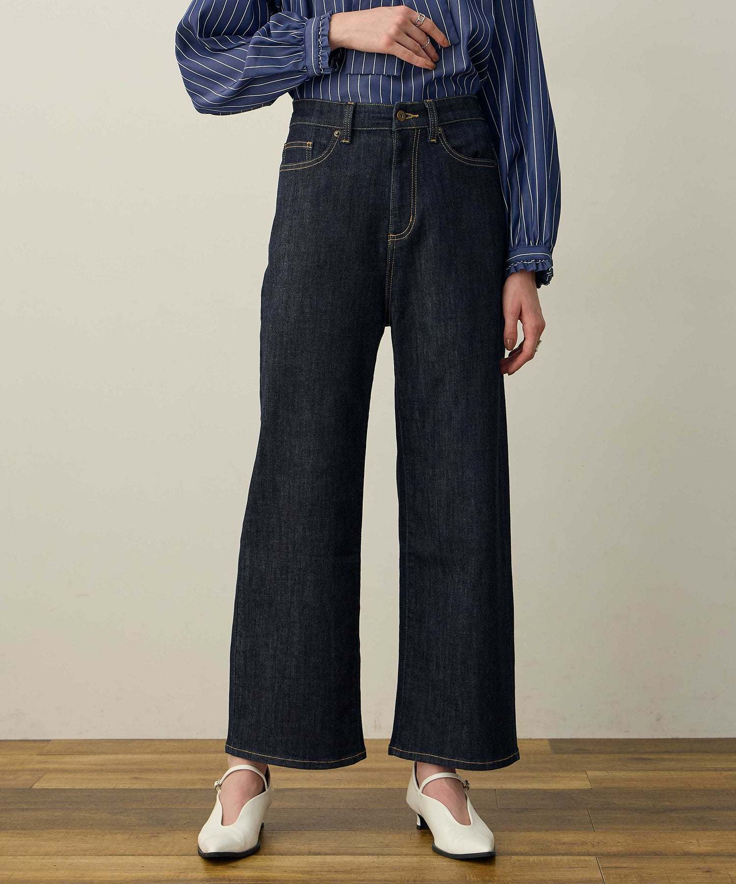 ルスークホリデー LE SOUK HOLIDAY ワイドデニムパンツ (ブラック) ブラック