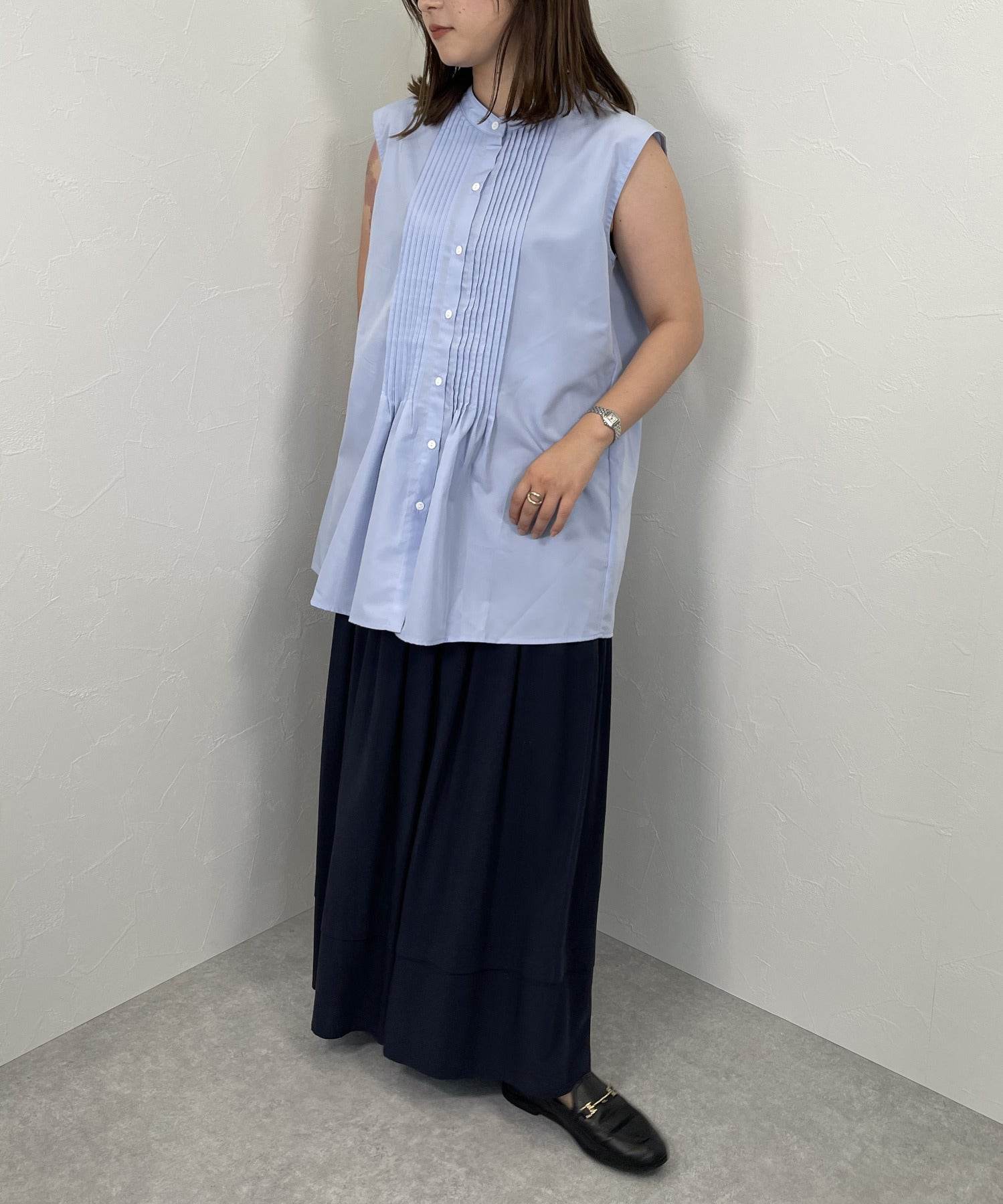 リノーム ReNorm ピンタックノースリーブブラウス
