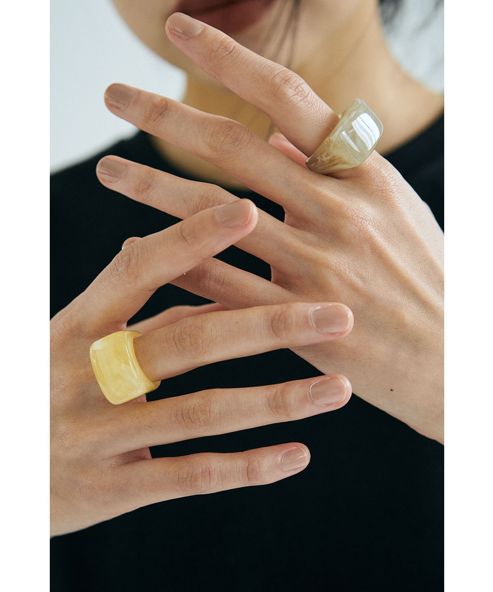 マージュール marjour SQUARE TRANSLUCENT RING (YELLOW) YELLOW