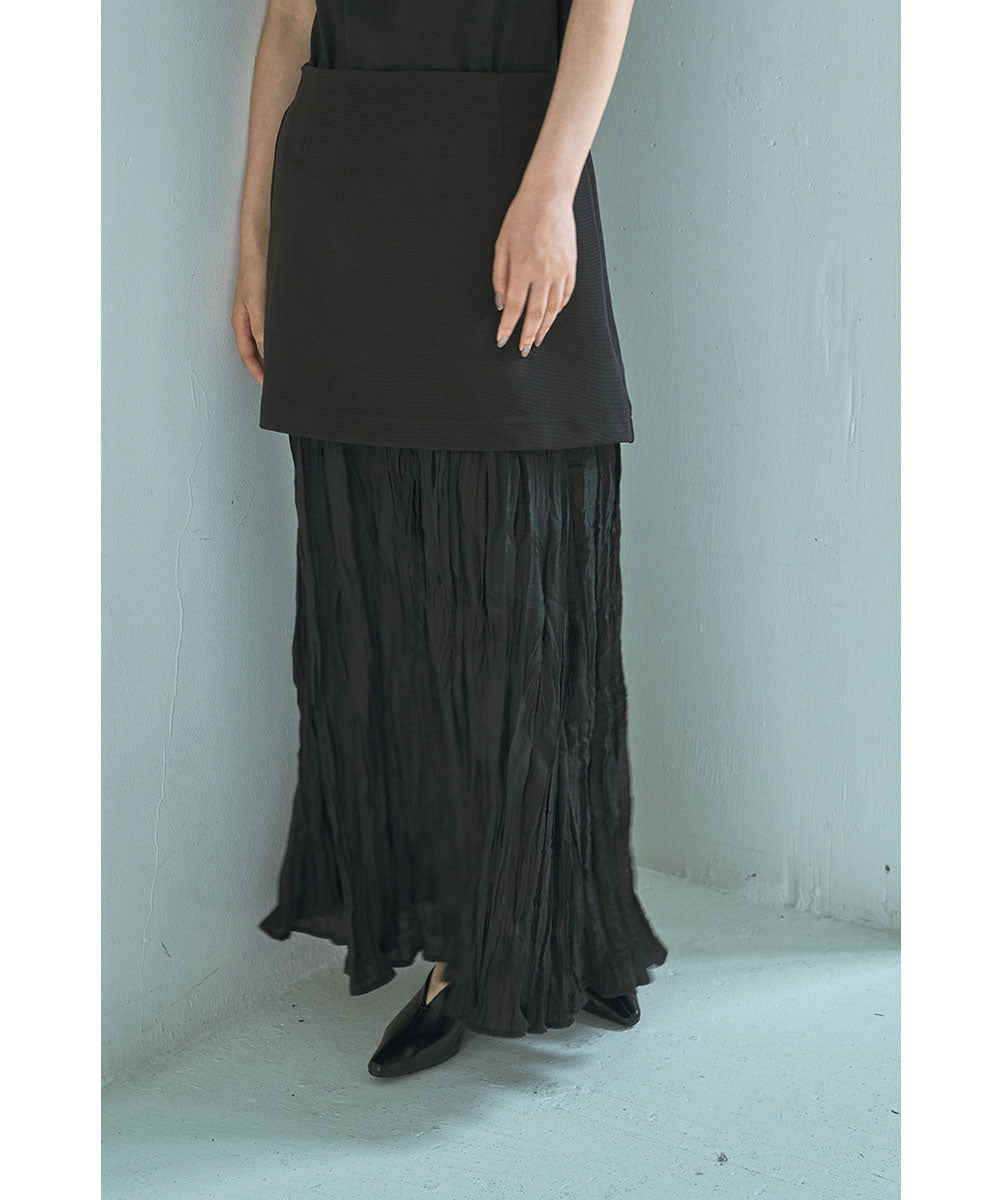 マージュール marjour DOCKING LAYERED SKIRT (BLACK) BLACK