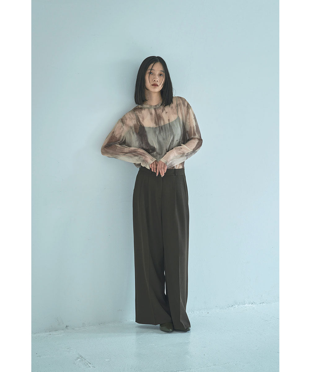 マージュール marjour NUANCE PATTERN SHEER MESH TEE (BEIGE) BEIGE