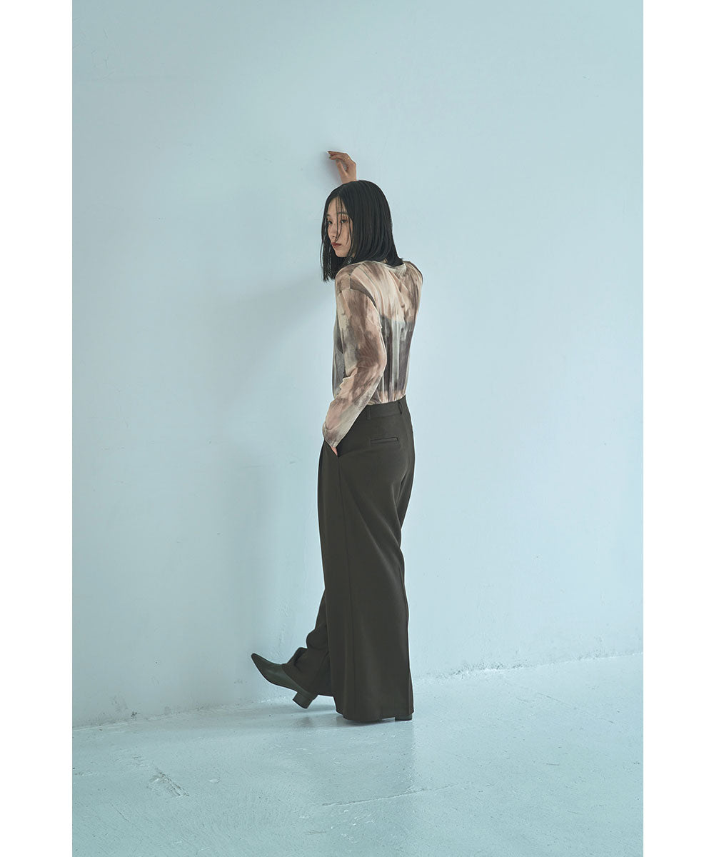 マージュール marjour NUANCE PATTERN SHEER MESH TEE (BEIGE) BEIGE