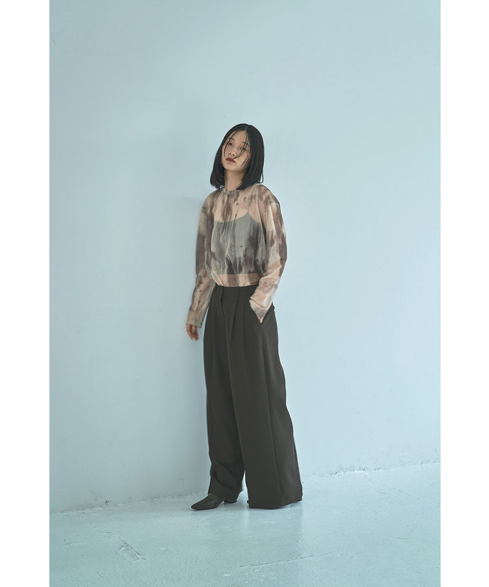 マージュール marjour NUANCE PATTERN SHEER MESH TEE (BEIGE) BEIGE