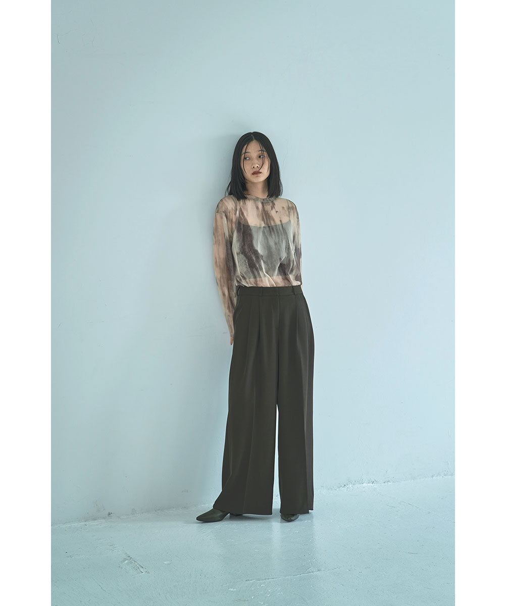 マージュール marjour NUANCE PATTERN SHEER MESH TEE (BEIGE) BEIGE