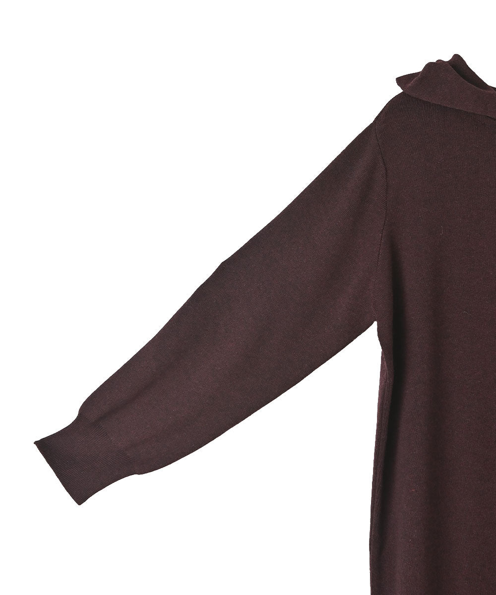 マージュール marjour HOODED KNIT ONEPIECE (BROWN) BROWN