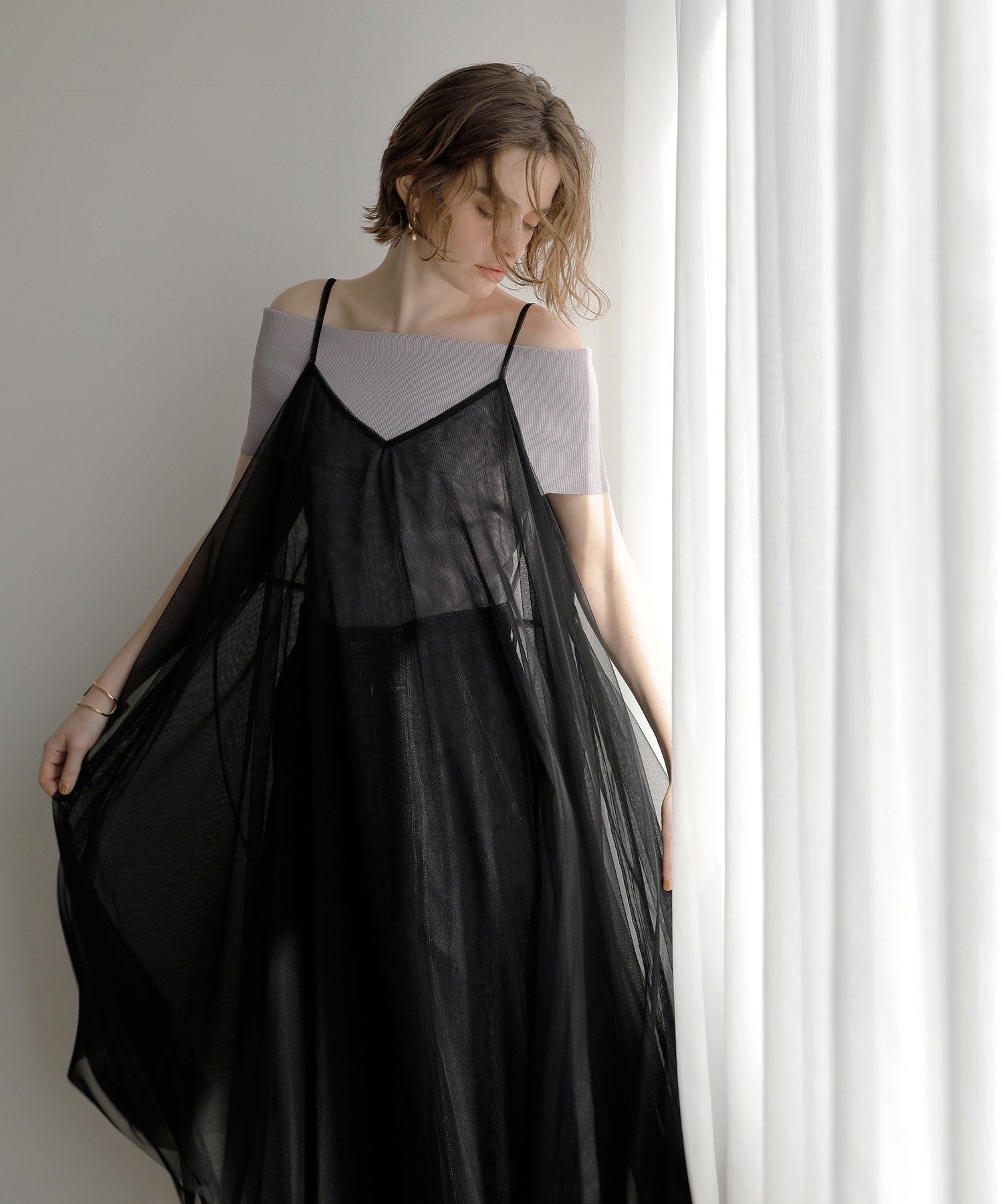 MIELI INVARIANT Mesh Sheer Layer Dress