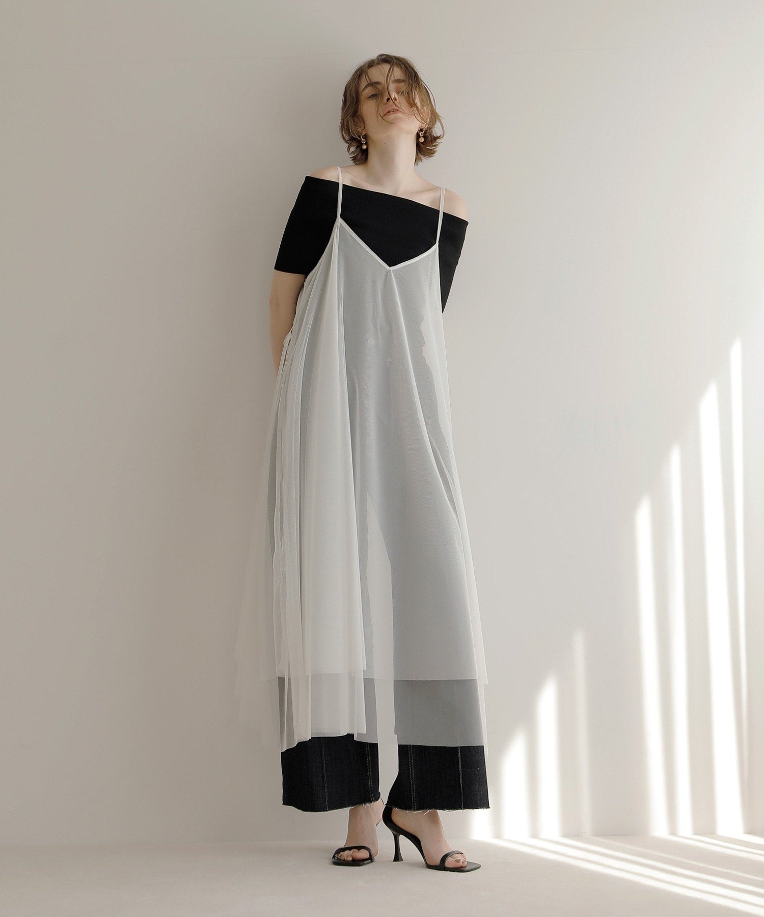ミエリ インヴァリアント MIELI INVARIANT Mesh Sheer Layer Dress