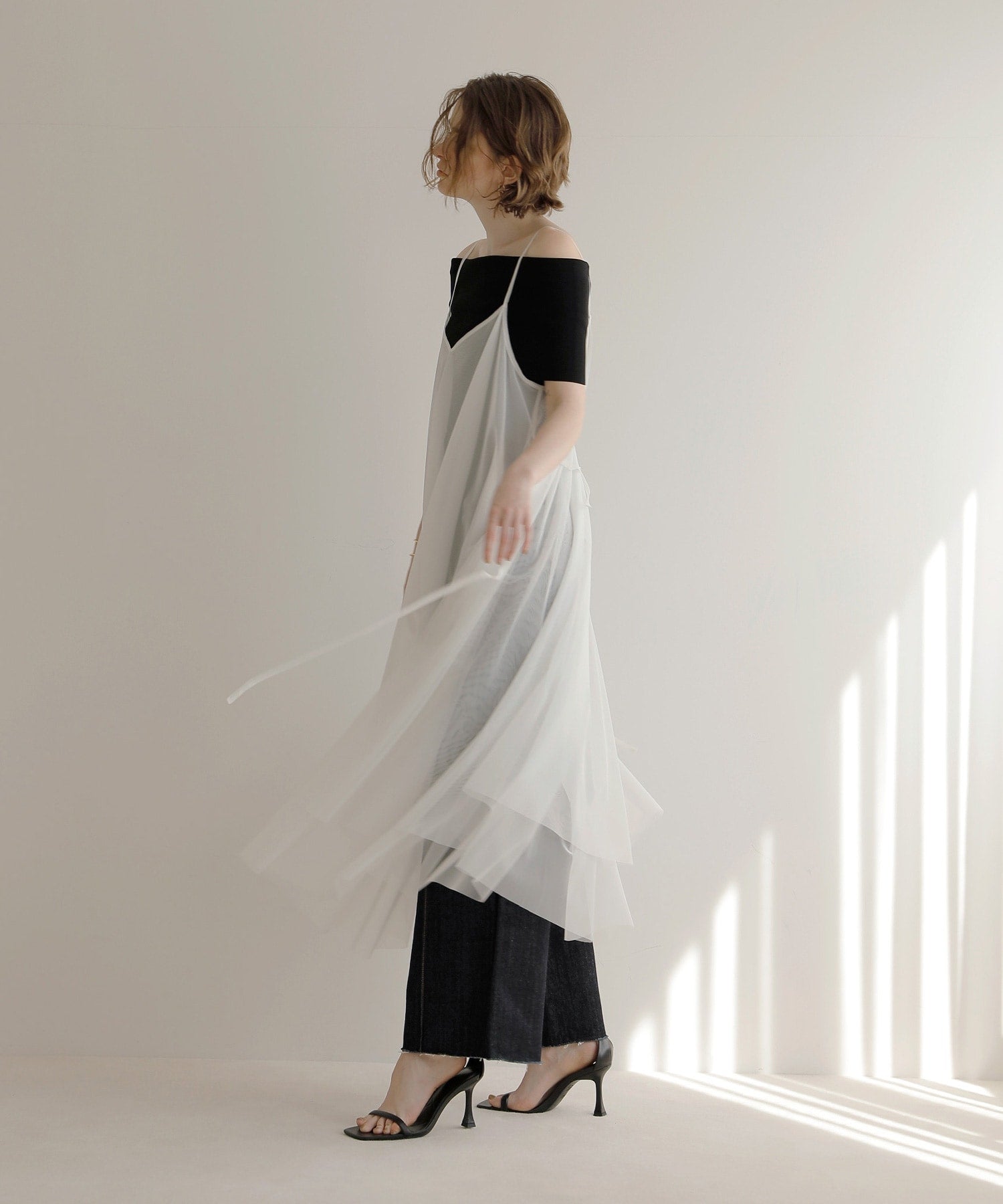 ミエリ インヴァリアント MIELI INVARIANT Mesh Sheer Layer Dress