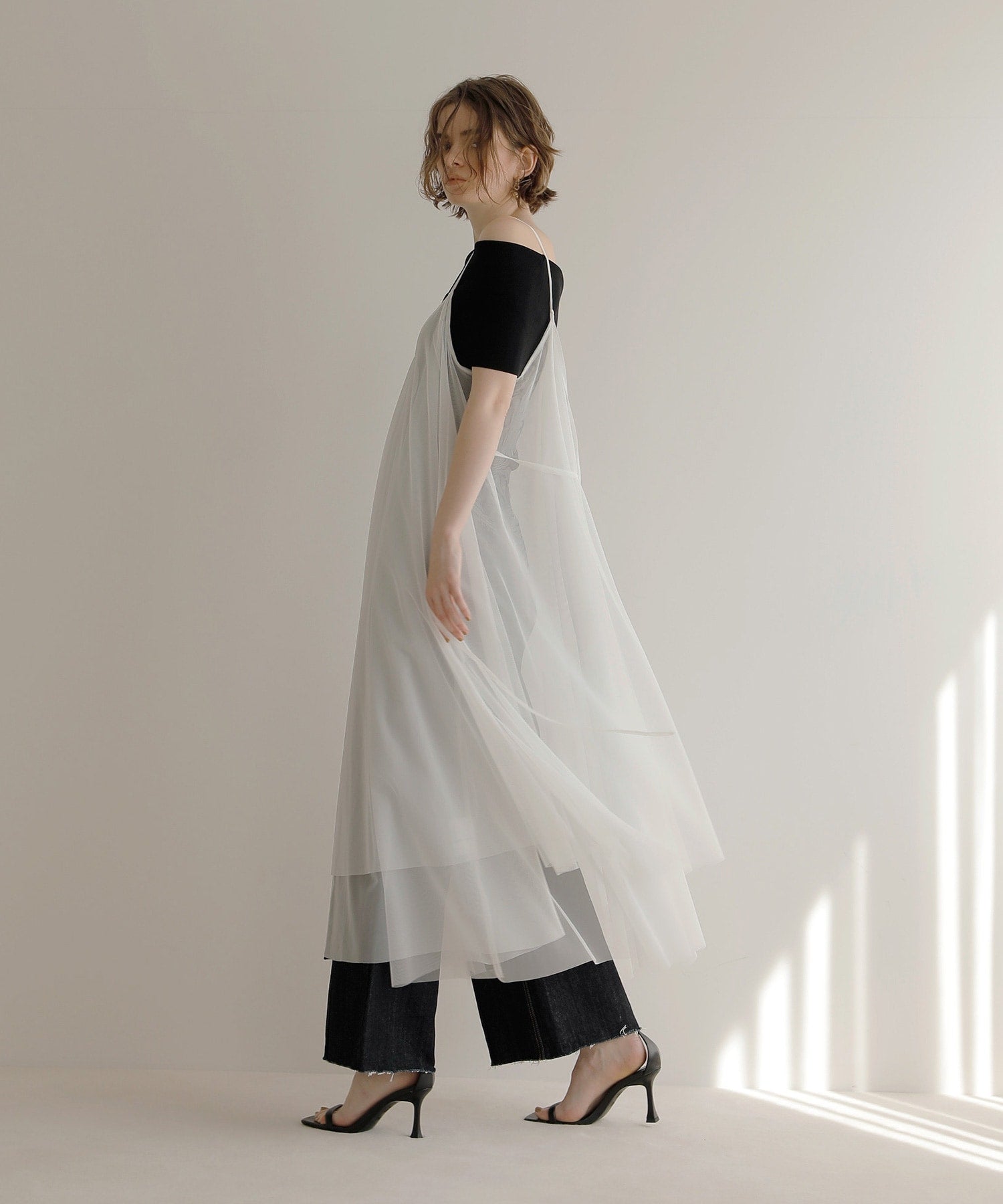 ミエリ インヴァリアント MIELI INVARIANT Mesh Sheer Layer Dress