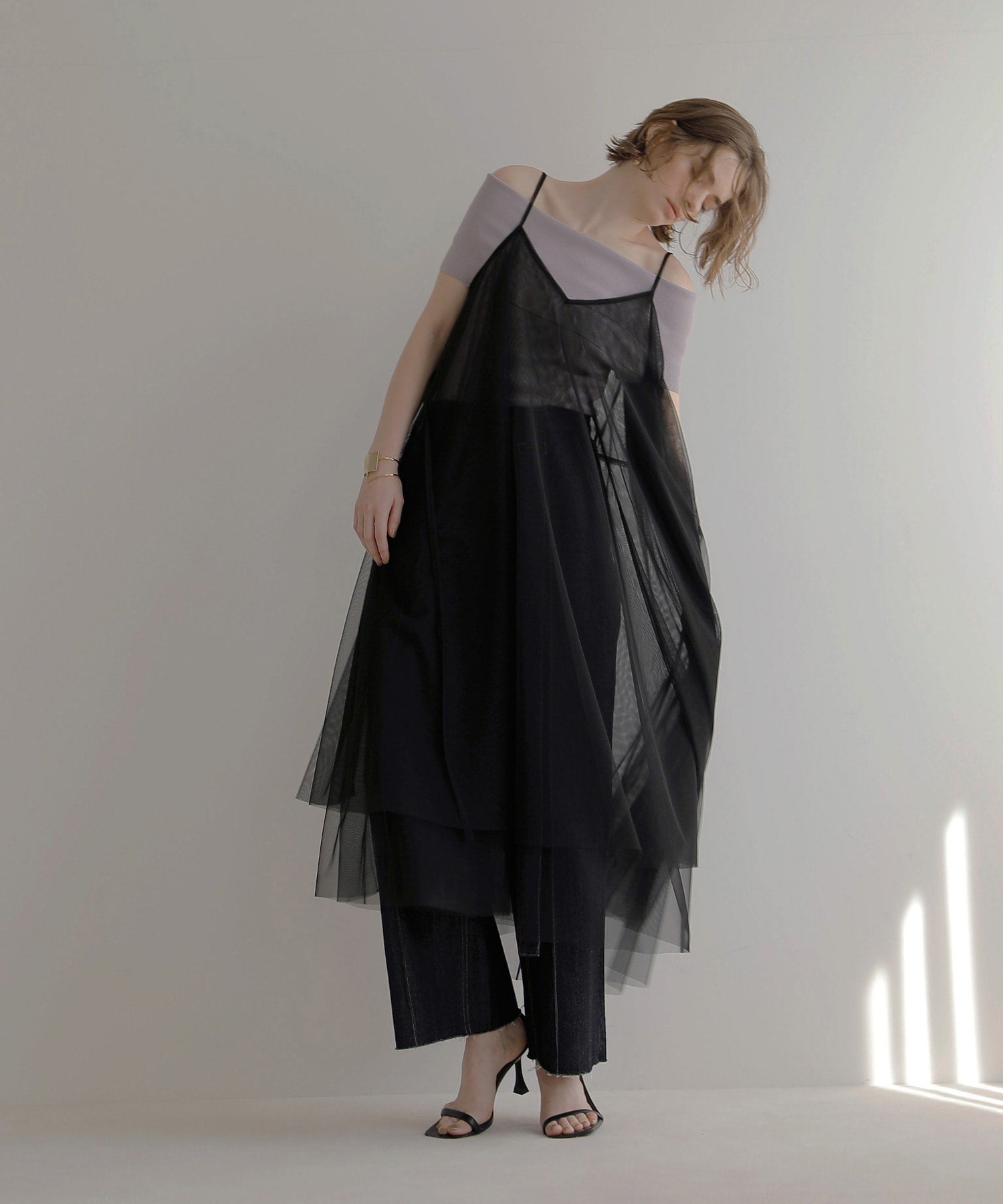 ミエリ インヴァリアント MIELI INVARIANT Mesh Sheer Layer Dress