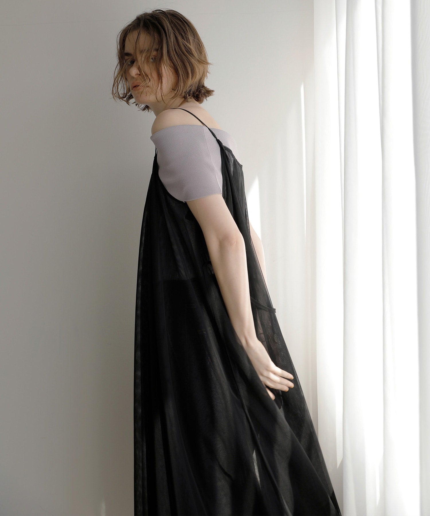 ミエリ インヴァリアント MIELI INVARIANT Mesh Sheer Layer Dress