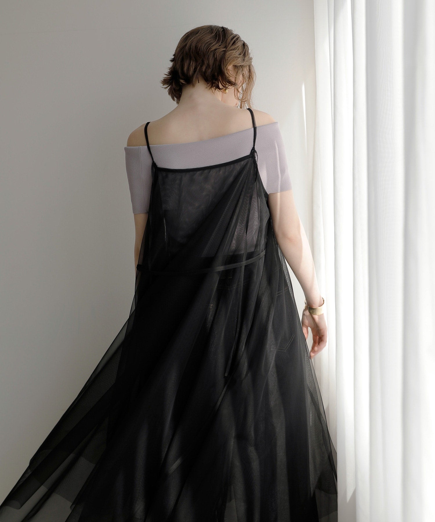 ミエリ インヴァリアント MIELI INVARIANT Mesh Sheer Layer Dress