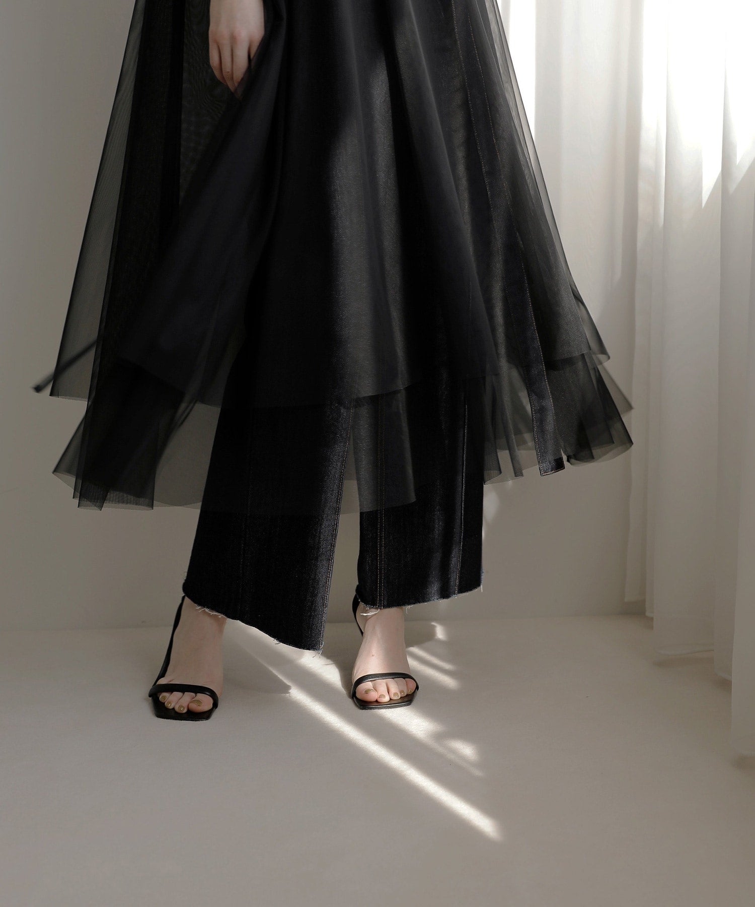 ミエリ インヴァリアント MIELI INVARIANT Mesh Sheer Layer Dress