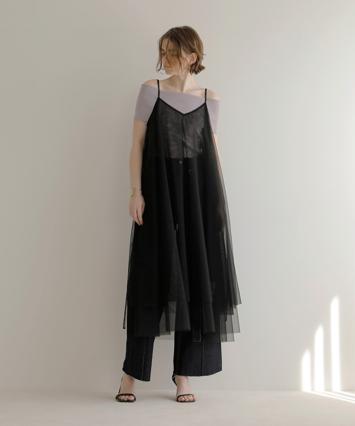 ミエリ インヴァリアント MIELI INVARIANT Mesh Sheer Layer Dress