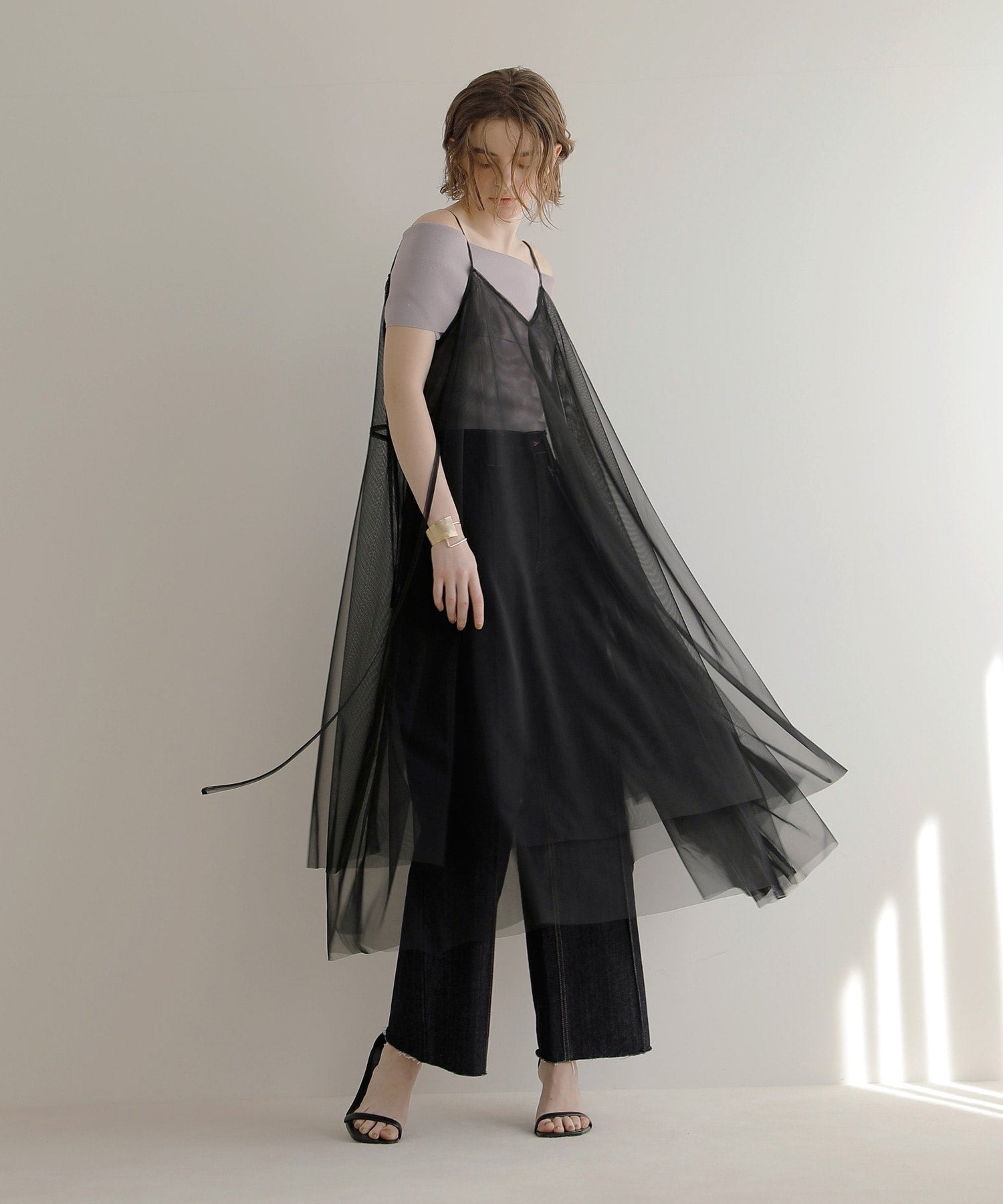 ミエリ インヴァリアント MIELI INVARIANT Mesh Sheer Layer Dress