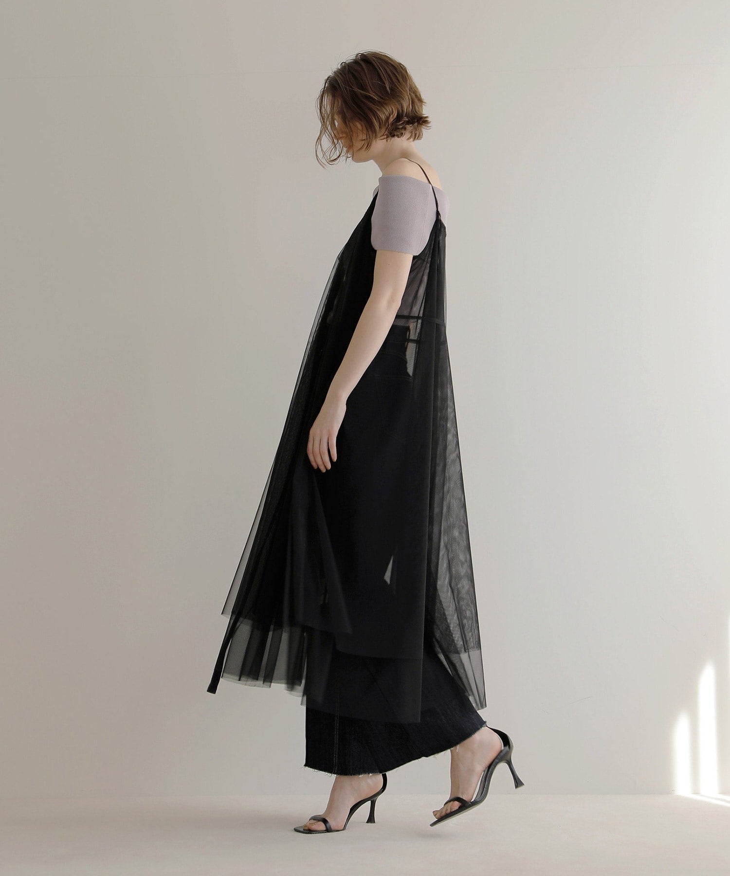 ミエリ インヴァリアント MIELI INVARIANT Mesh Sheer Layer Dress