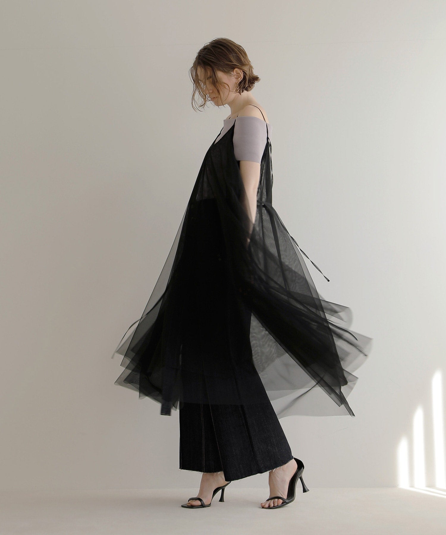 ミエリ インヴァリアント MIELI INVARIANT Mesh Sheer Layer Dress