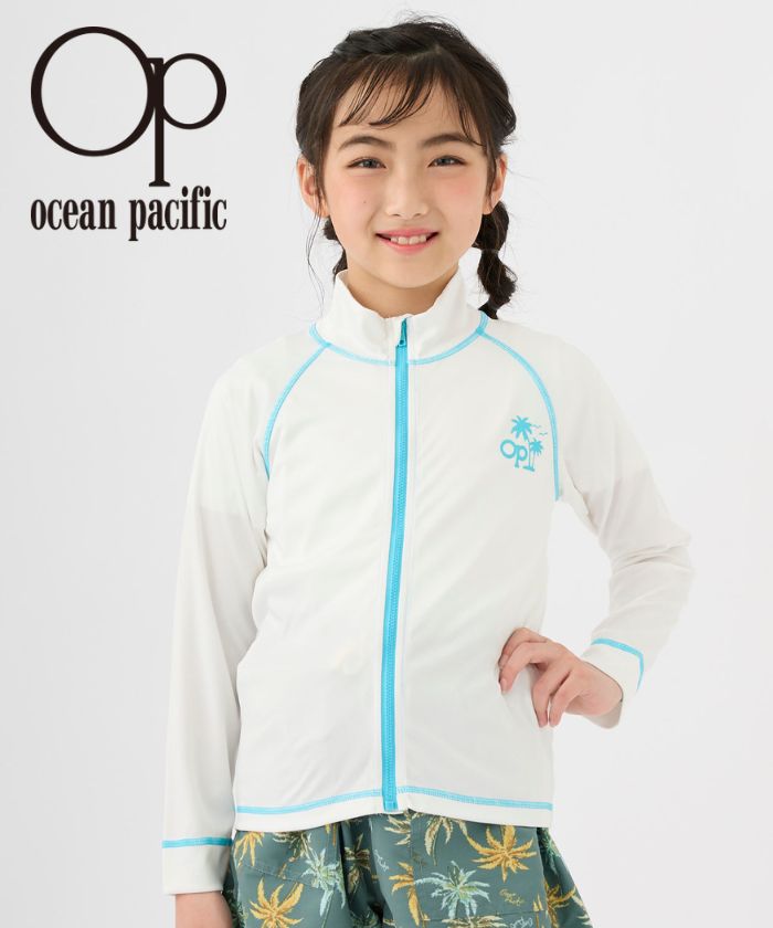 オーシャンパシフィック Ocean Pacific 【OP】 UVカット KIDSラッシュガード 【返品不可商品】,ホワイト