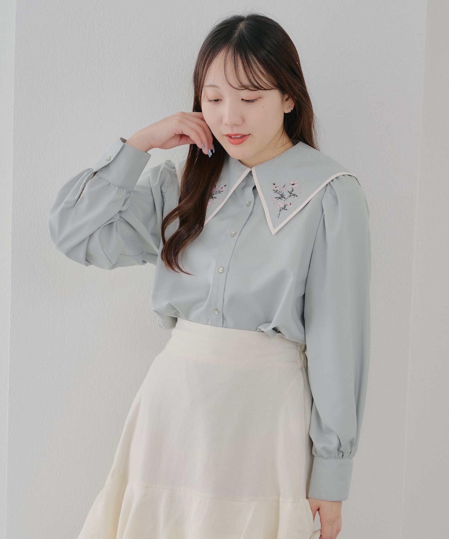 オリーブ デ オリーブ OLIVE des OLIVE 衿刺繍BL