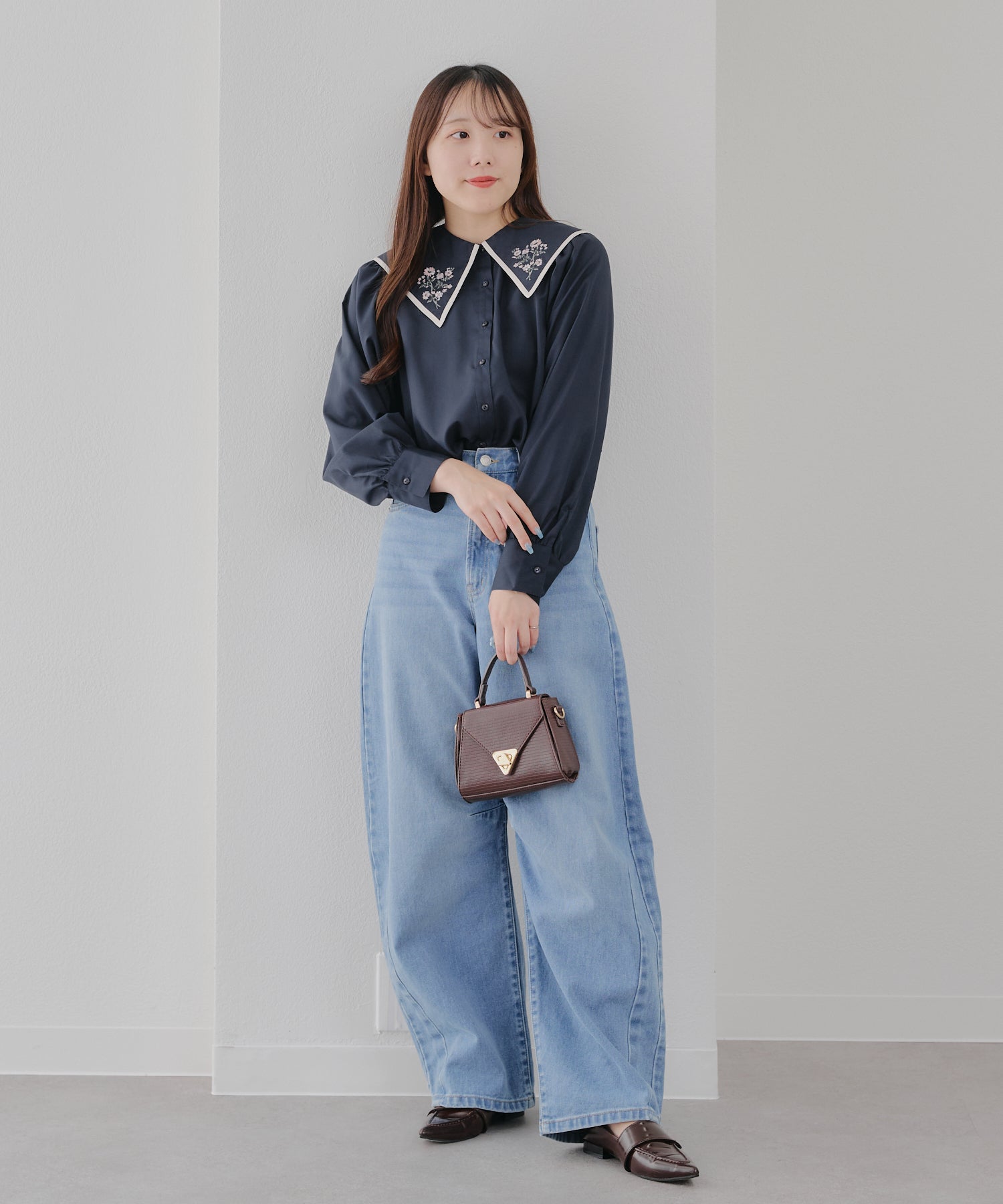 オリーブ デ オリーブ OLIVE des OLIVE 衿刺繍BL