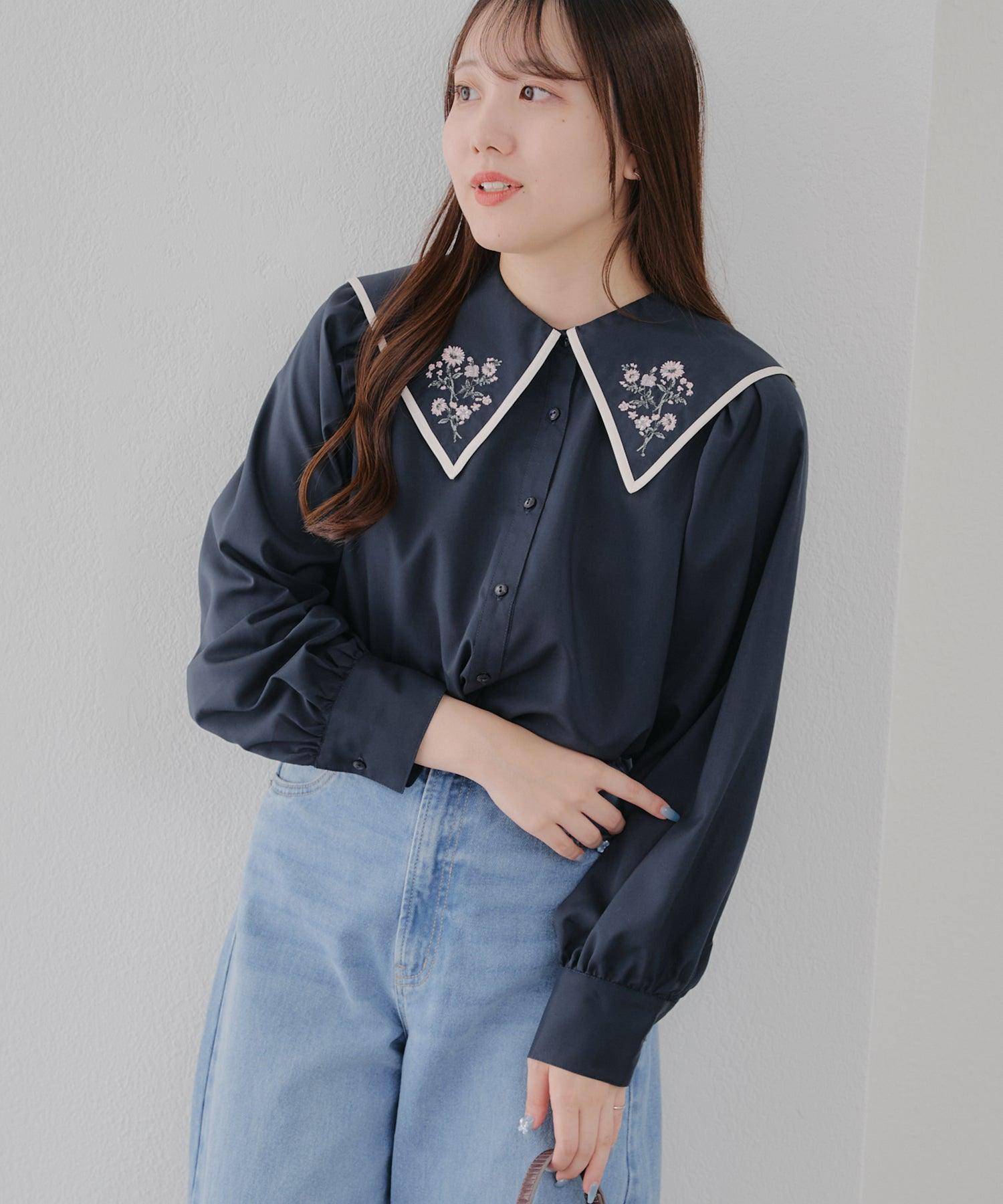 オリーブ デ オリーブ OLIVE des OLIVE 衿刺繍BL