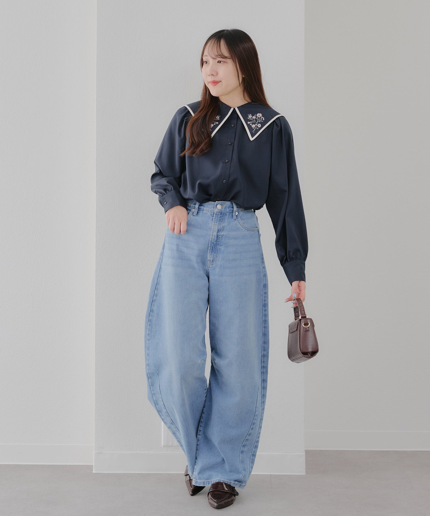 オリーブ デ オリーブ OLIVE des OLIVE 衿刺繍BL