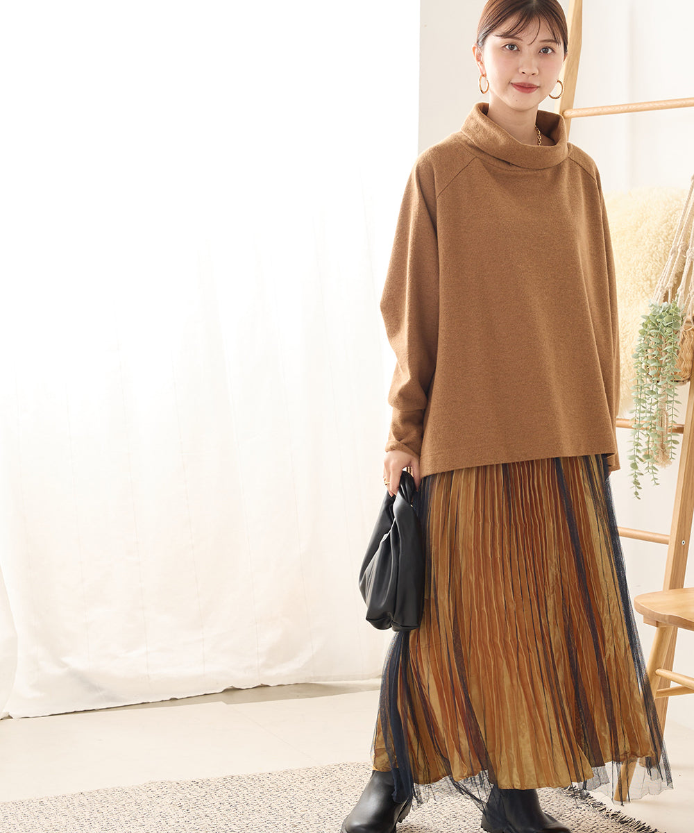 オムネス OMNES 【OMNES】ニットリブ ワイドシルエットタートル 長袖