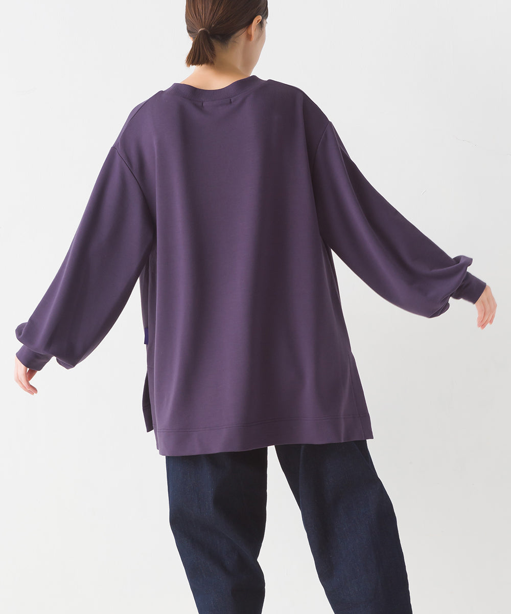 オムネス OMNES 【OMNES】+3℃蓄熱ストレッチ ボリューム袖Aライン長袖Tシャツ