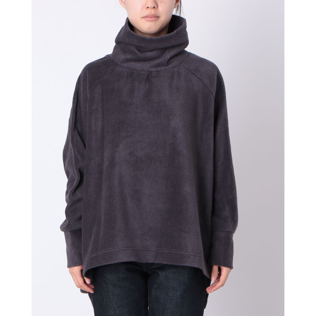 オムネス OMNES ふわふわフリースワイドシルエットタートル長袖 (チャコール) チャコール