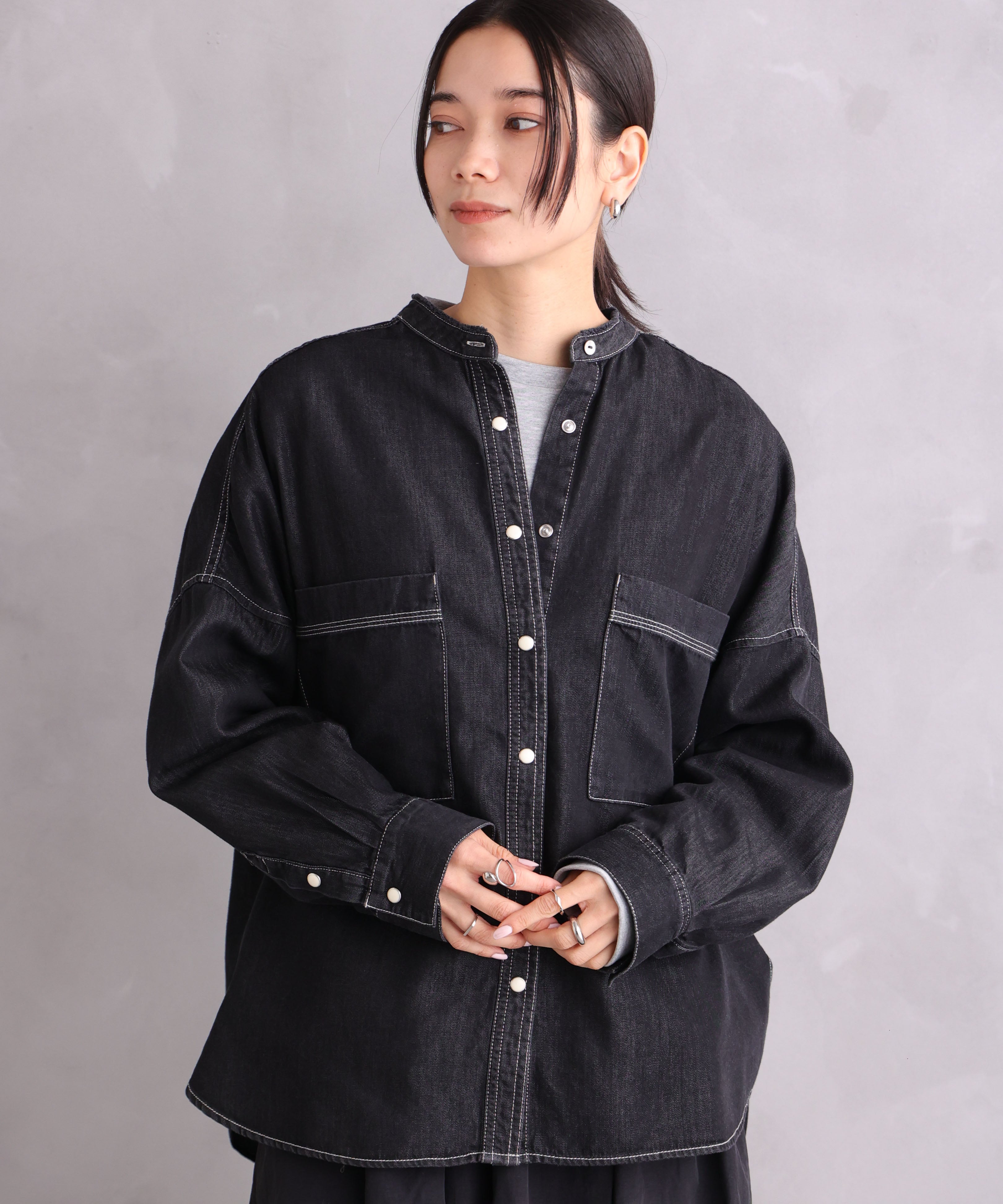 ワンズトゥルー ONE'S TRUE デニムオーバーシャツ (黒) 黒