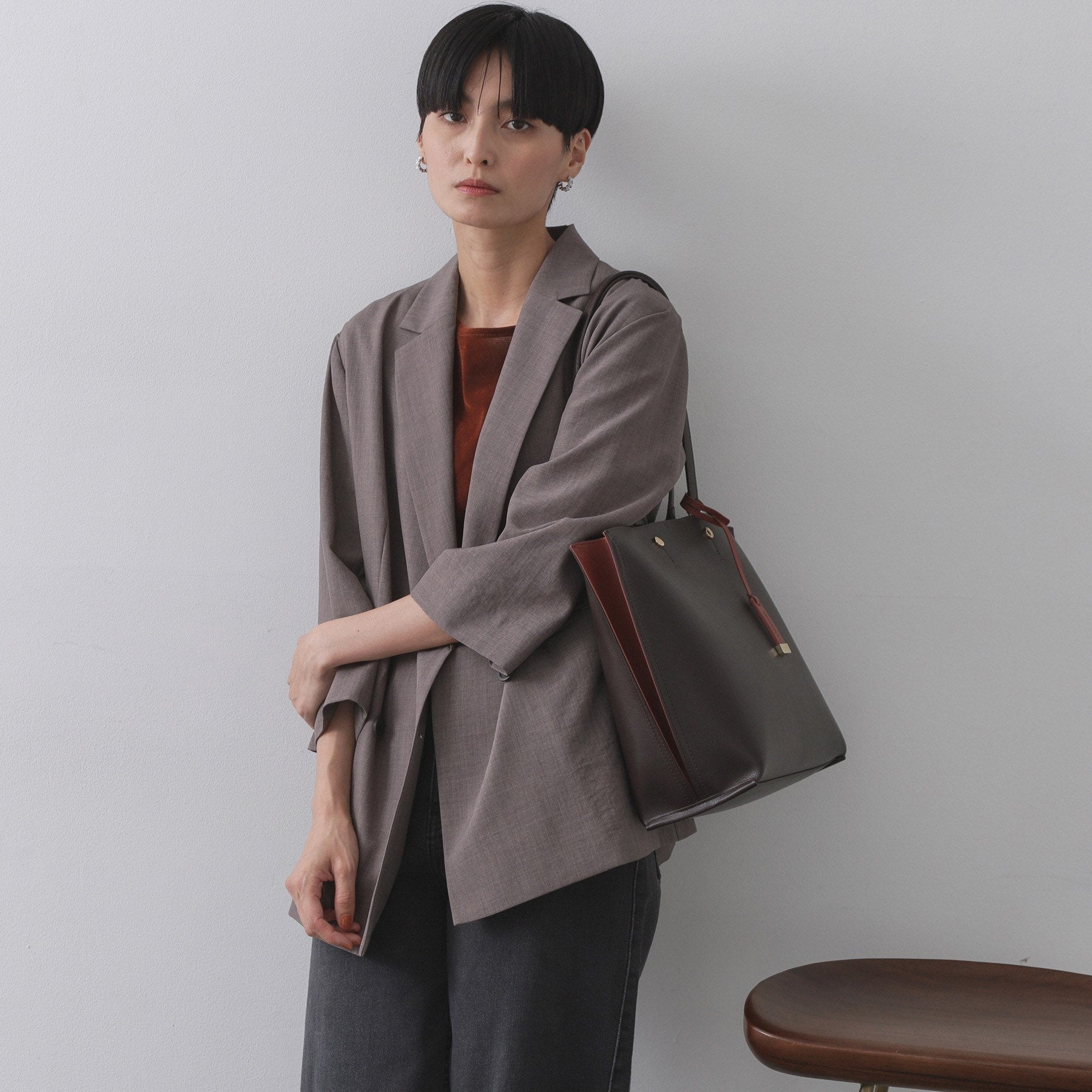 オペーク ドット クリップ OPAQUE.CLIP 【名品/A4サイズ対応】バイカラースムーストートバッグ (ブラウン(544)) ブラウン(544)