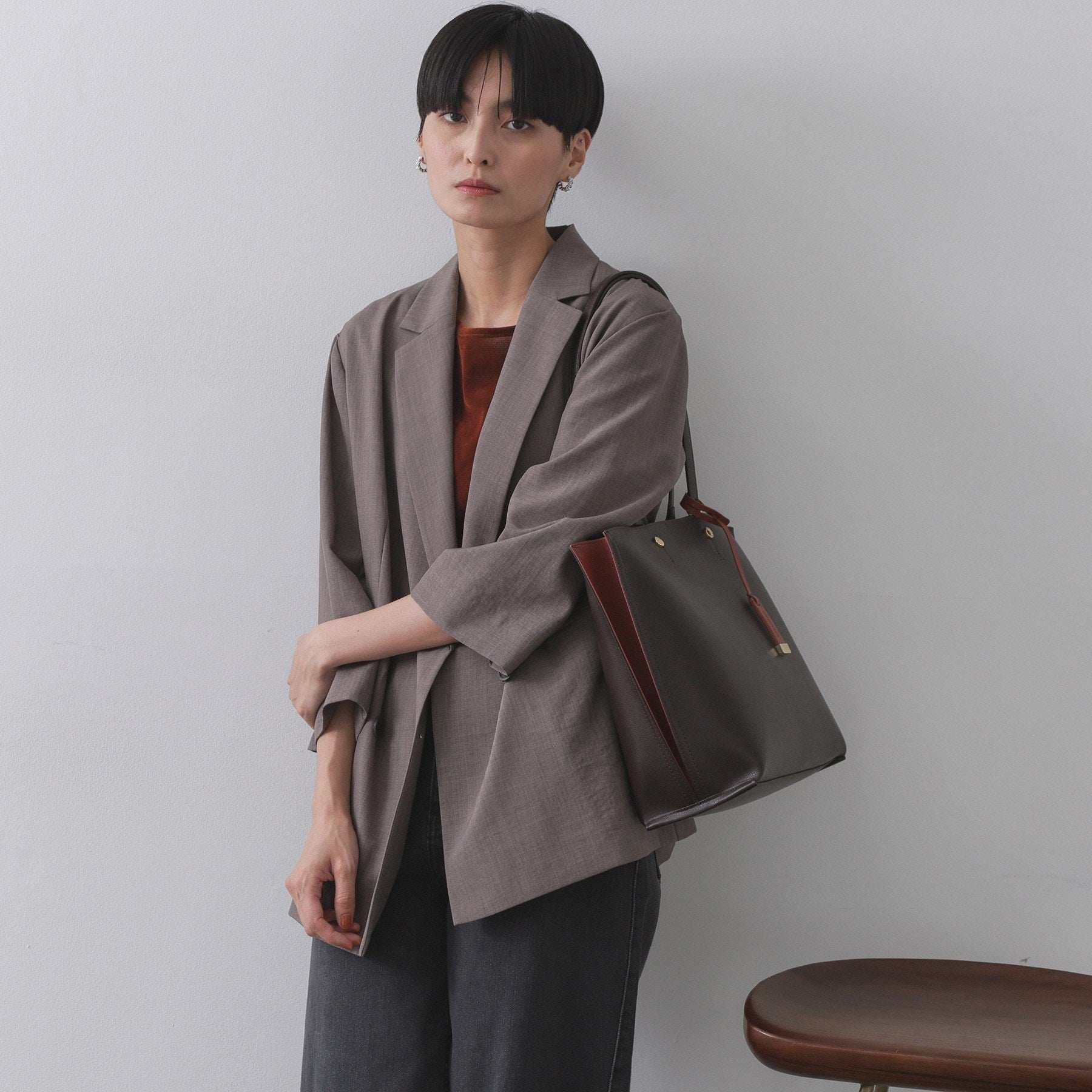 オペーク ドット クリップ OPAQUE.CLIP 【名品/A4サイズ対応】バイカラースムーストートバッグ (ブラウン(544)) ブラウン(544)