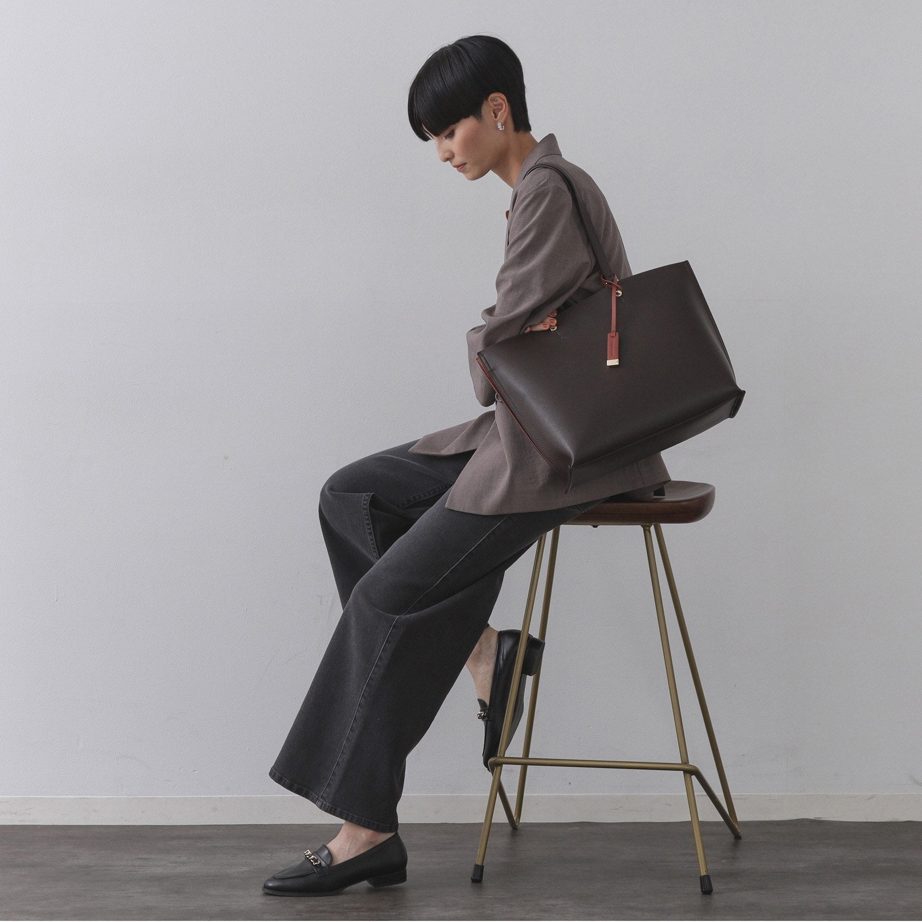 オペーク ドット クリップ OPAQUE.CLIP 【名品/A4サイズ対応】バイカラースムーストートバッグ (ブラウン(544)) ブラウン(544)