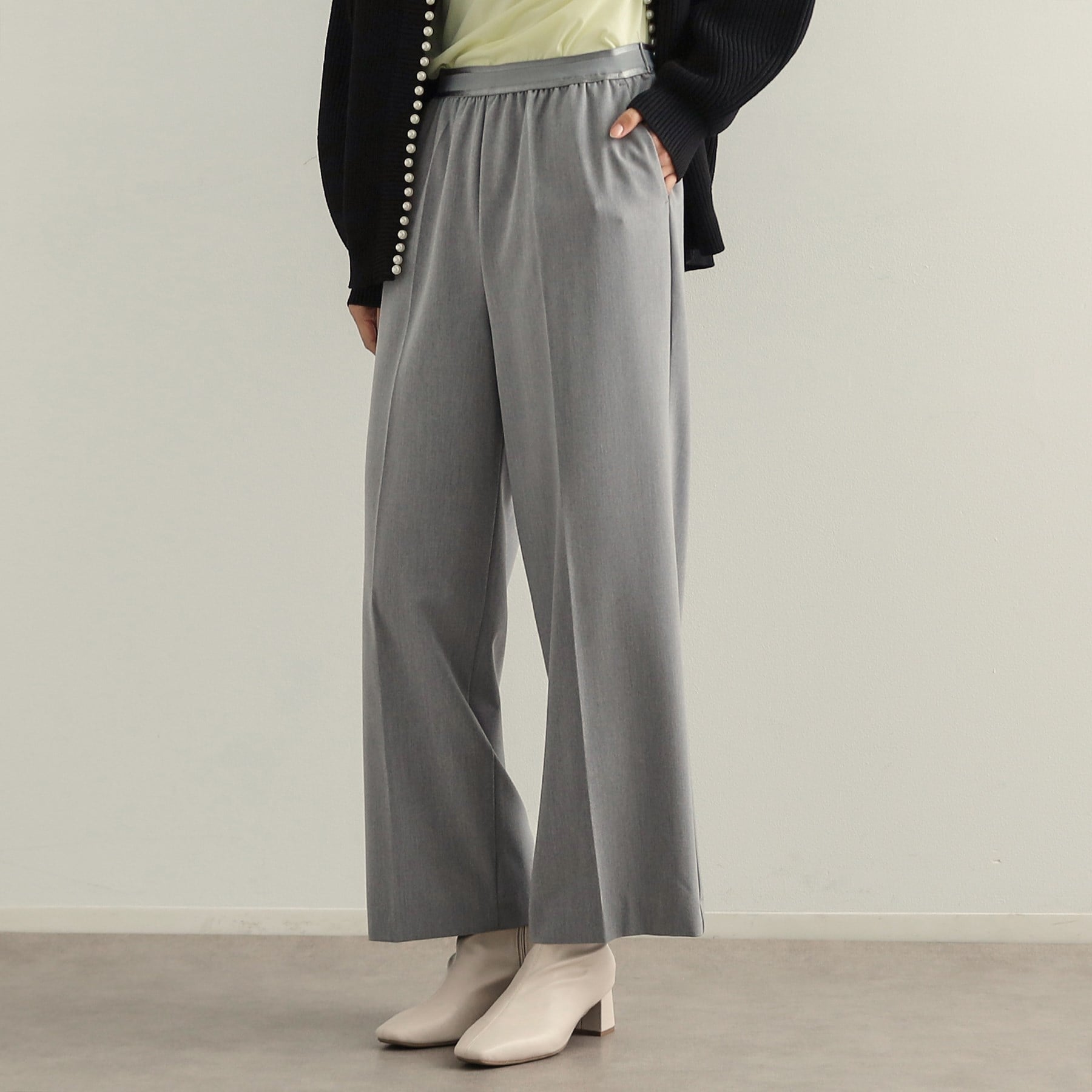 OPAQUE.CLIP OPAQUE.CLIP Melange Stretch Easy Wide Pants 【Machine Washable】