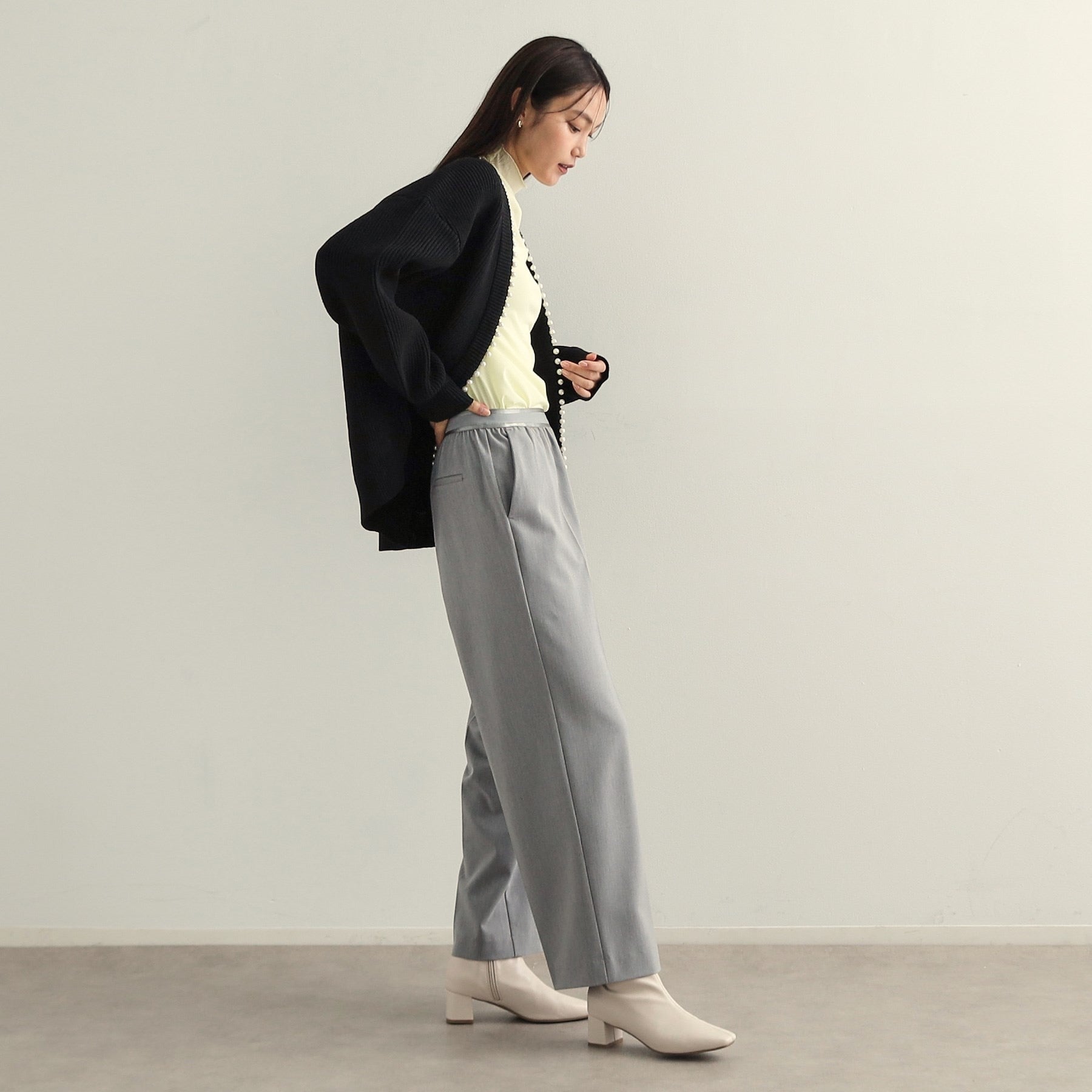 OPAQUE.CLIP OPAQUE.CLIP Melange Stretch Easy Wide Pants 【Machine Washable】