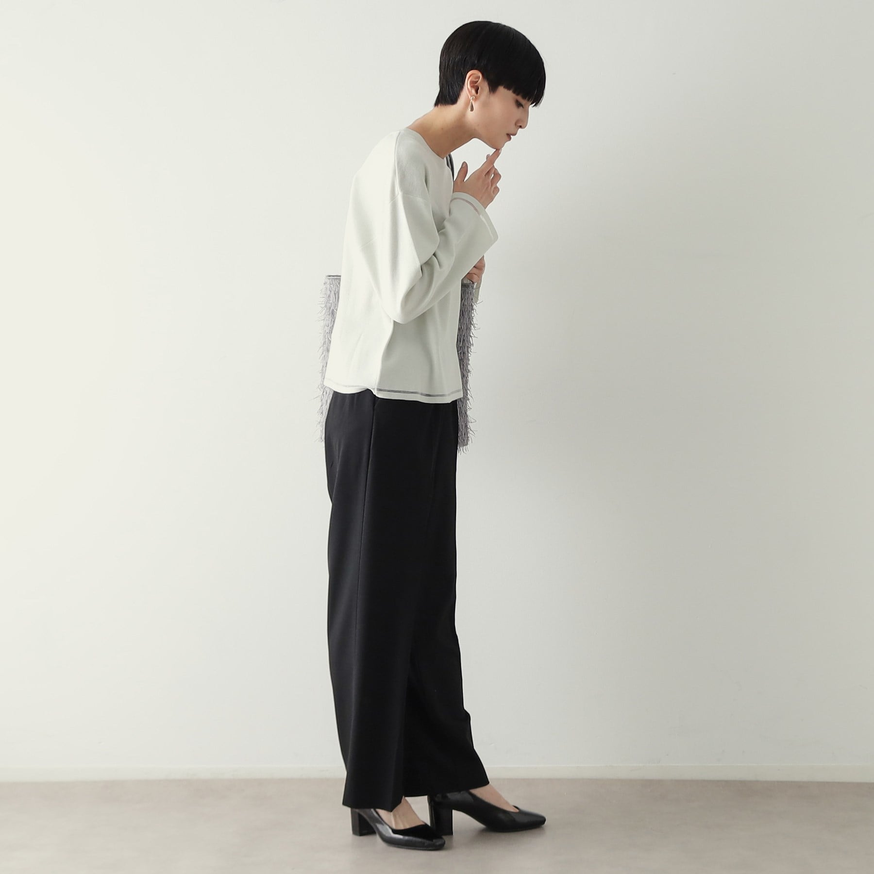 OPAQUE.CLIP OPAQUE.CLIP Melange Stretch Easy Wide Pants 【Machine Washable】