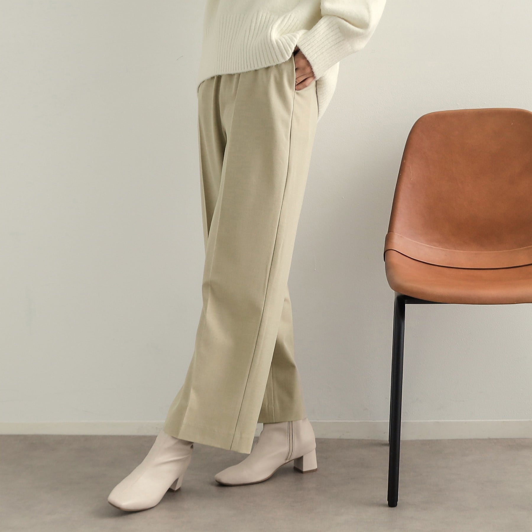 OPAQUE.CLIP OPAQUE.CLIP Melange Stretch Easy Wide Pants 【Machine Washable】