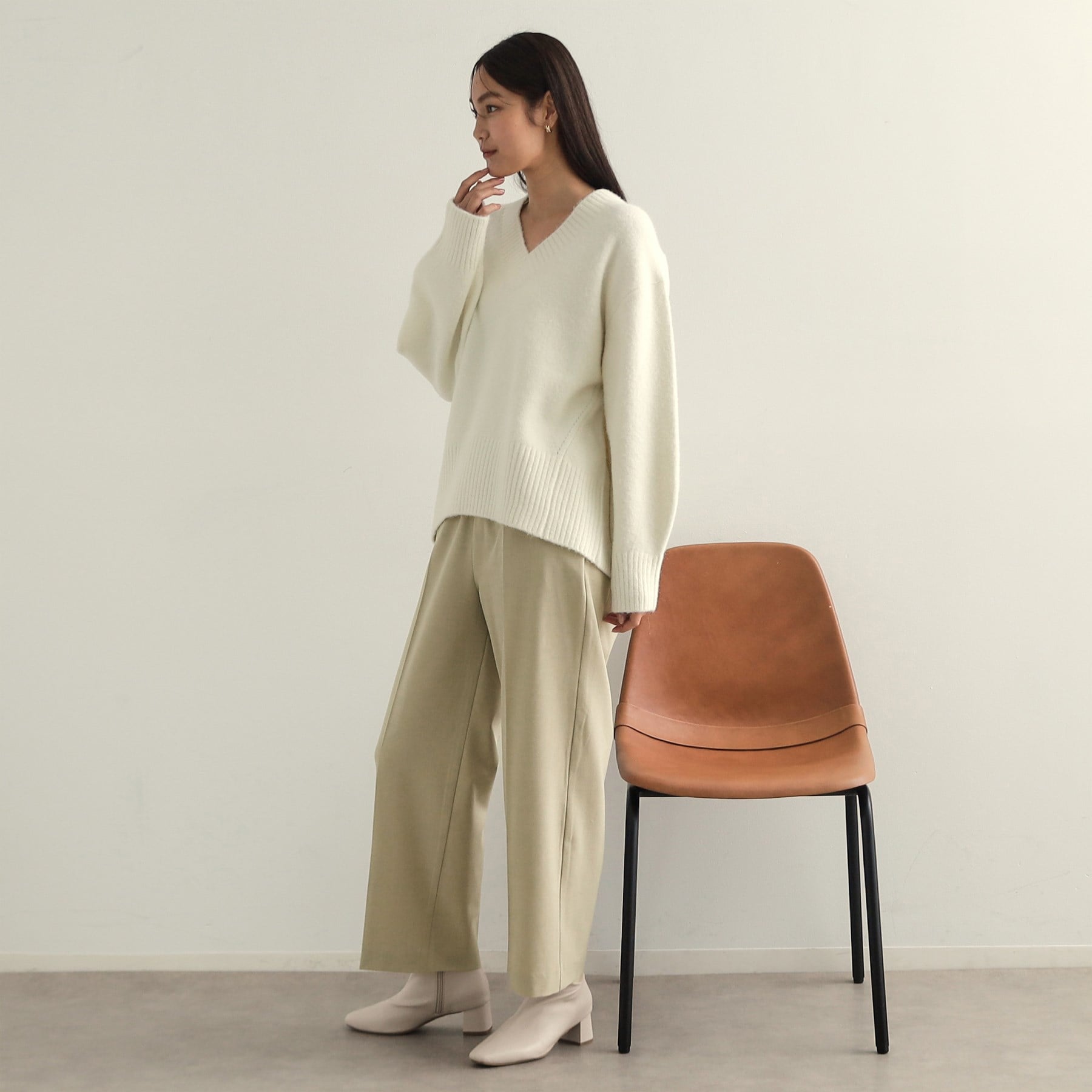 OPAQUE.CLIP OPAQUE.CLIP Melange Stretch Easy Wide Pants 【Machine Washable】