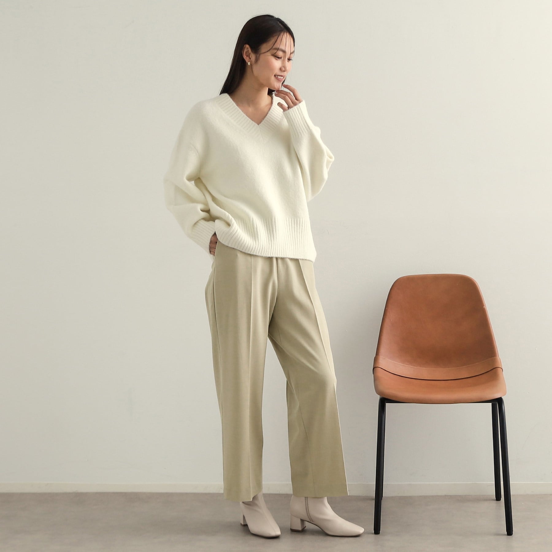 OPAQUE.CLIP OPAQUE.CLIP Melange Stretch Easy Wide Pants 【Machine Washable】