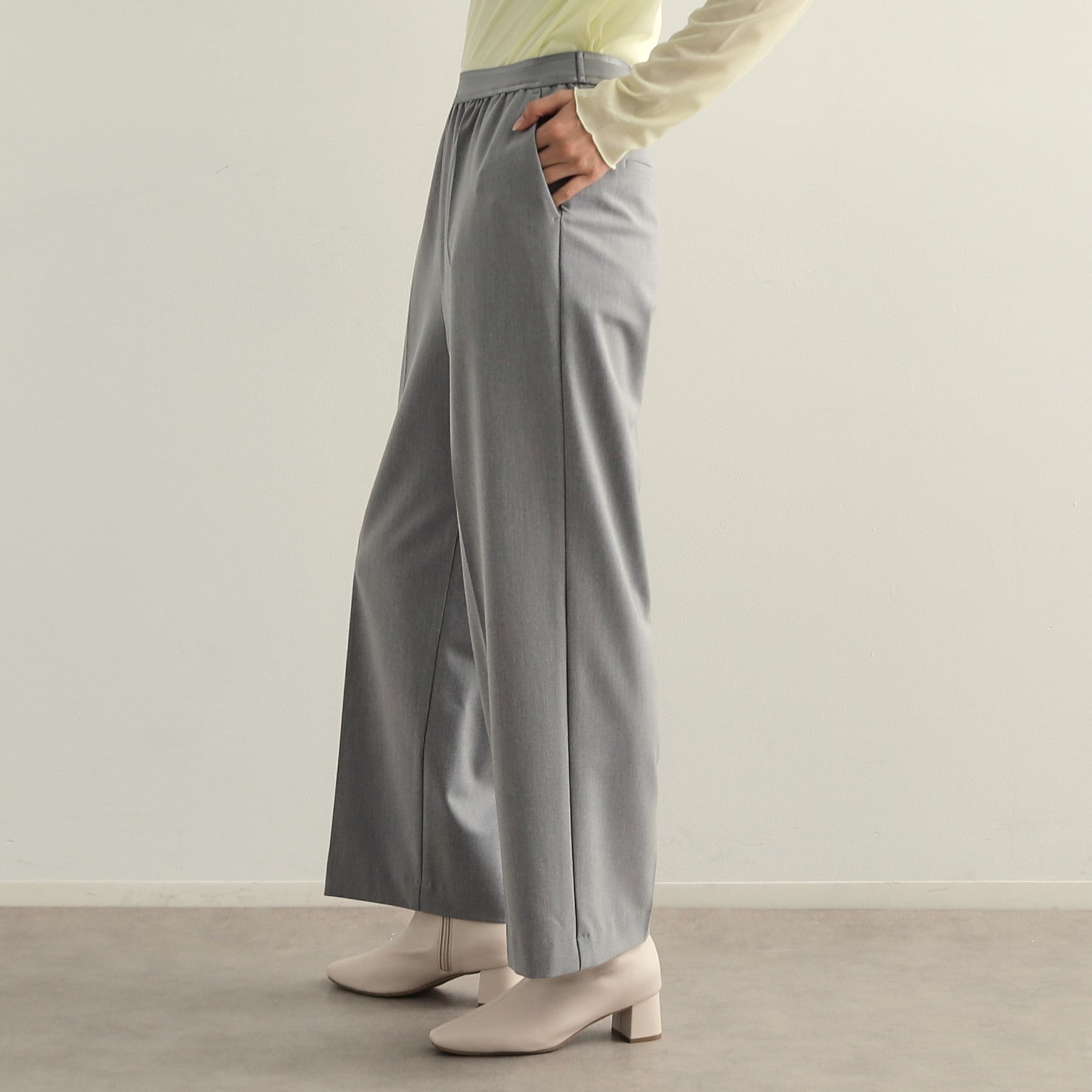 OPAQUE.CLIP OPAQUE.CLIP Melange Stretch Easy Wide Pants 【Machine Washable】