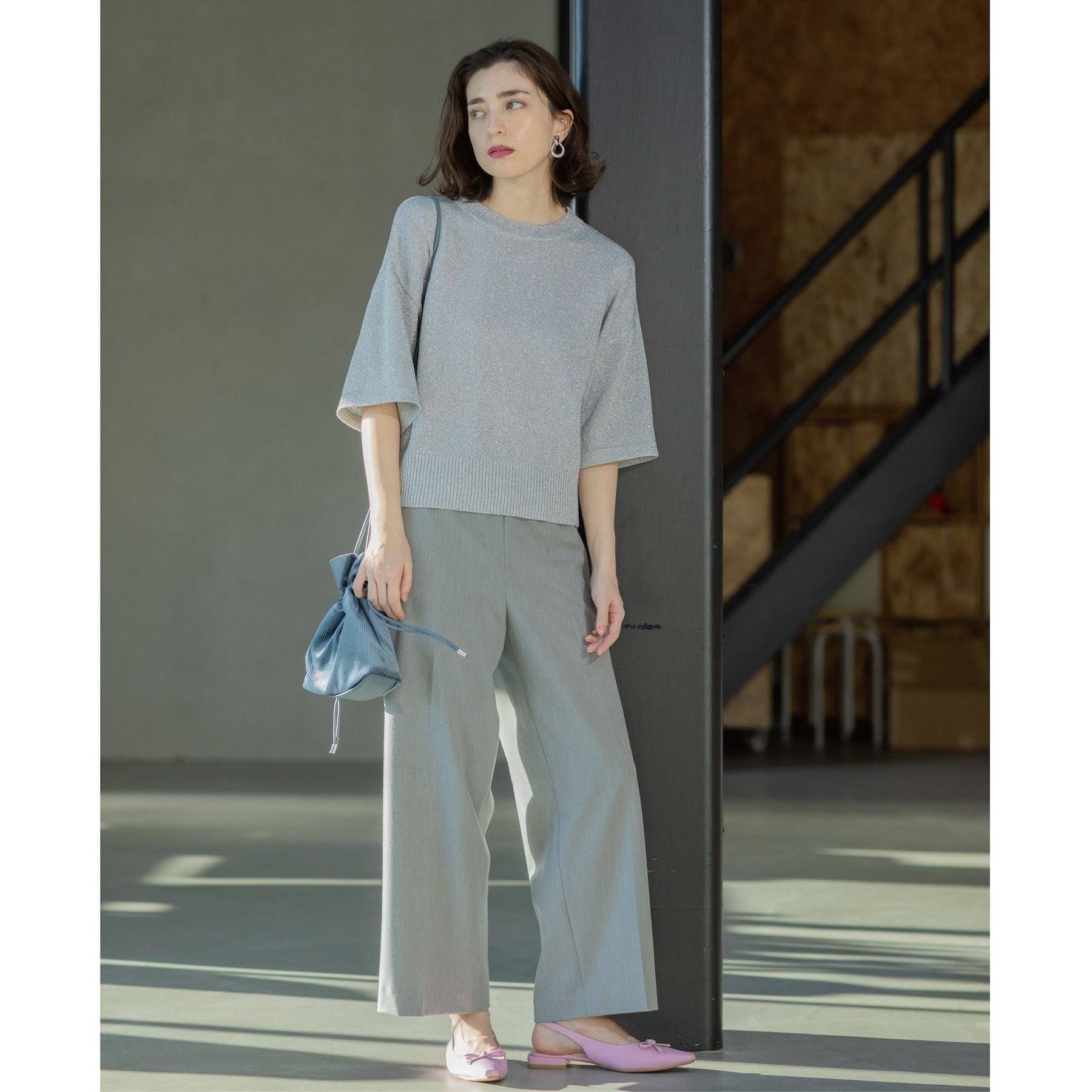 OPAQUE.CLIP OPAQUE.CLIP Melange Stretch Easy Wide Pants 【Machine Washable】