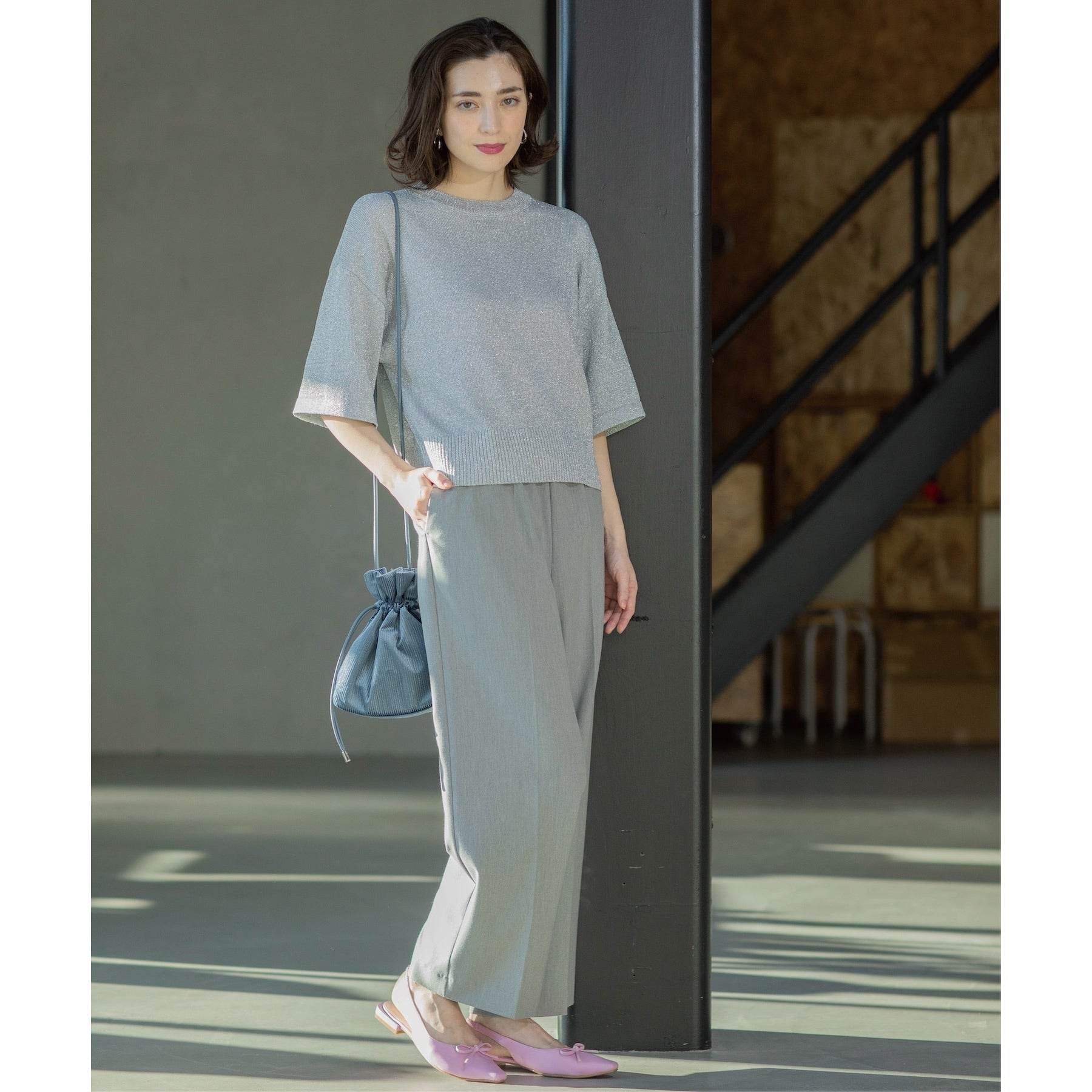 OPAQUE.CLIP OPAQUE.CLIP Melange Stretch Easy Wide Pants 【Machine Washable】