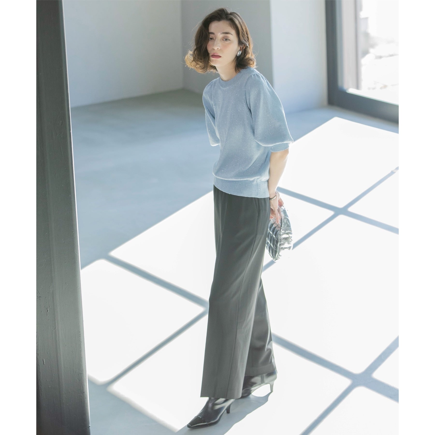 OPAQUE.CLIP OPAQUE.CLIP Melange Stretch Easy Wide Pants 【Machine Washable】