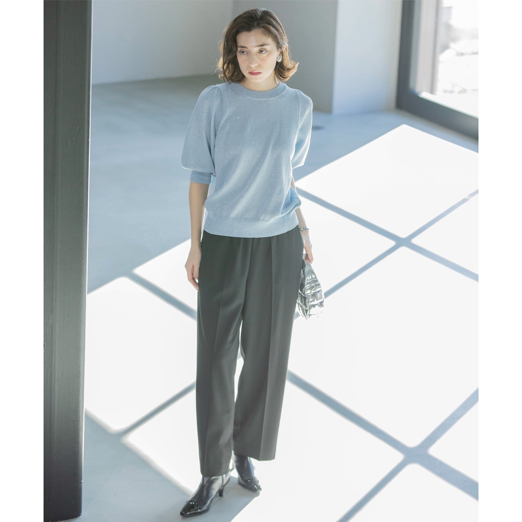 OPAQUE.CLIP OPAQUE.CLIP Melange Stretch Easy Wide Pants 【Machine Washable】