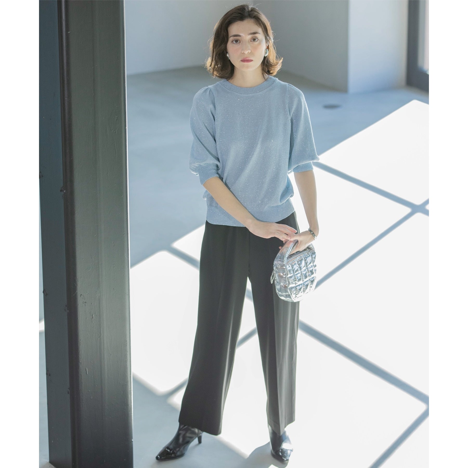 OPAQUE.CLIP OPAQUE.CLIP Melange Stretch Easy Wide Pants 【Machine Washable】