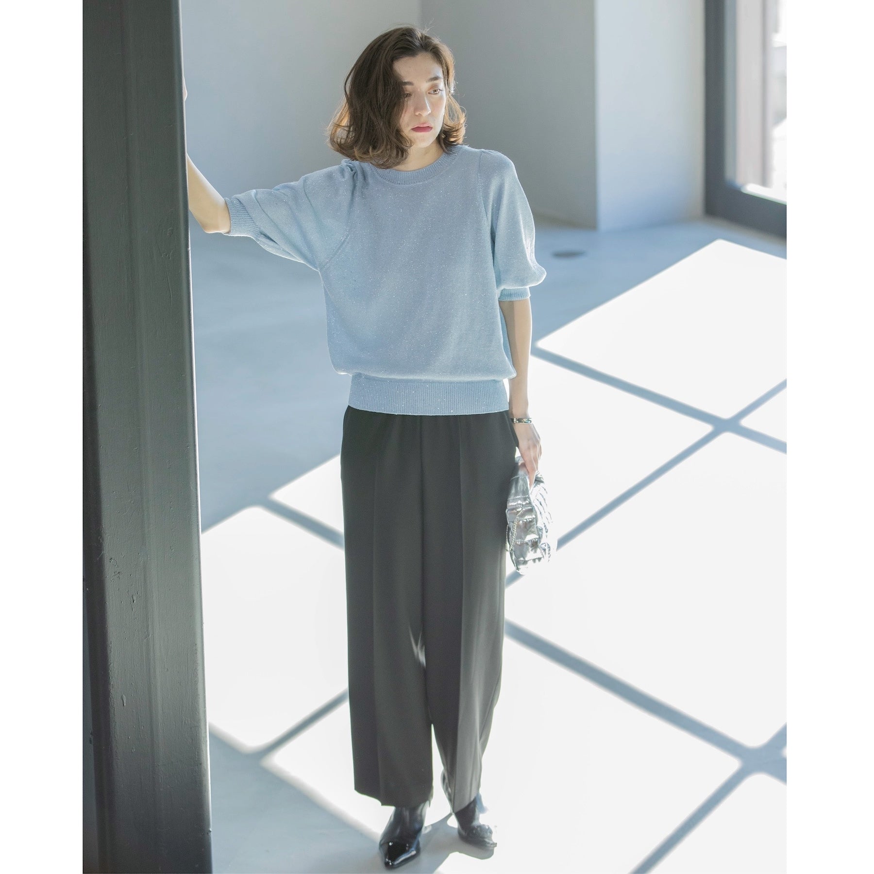 OPAQUE.CLIP OPAQUE.CLIP Melange Stretch Easy Wide Pants 【Machine Washable】