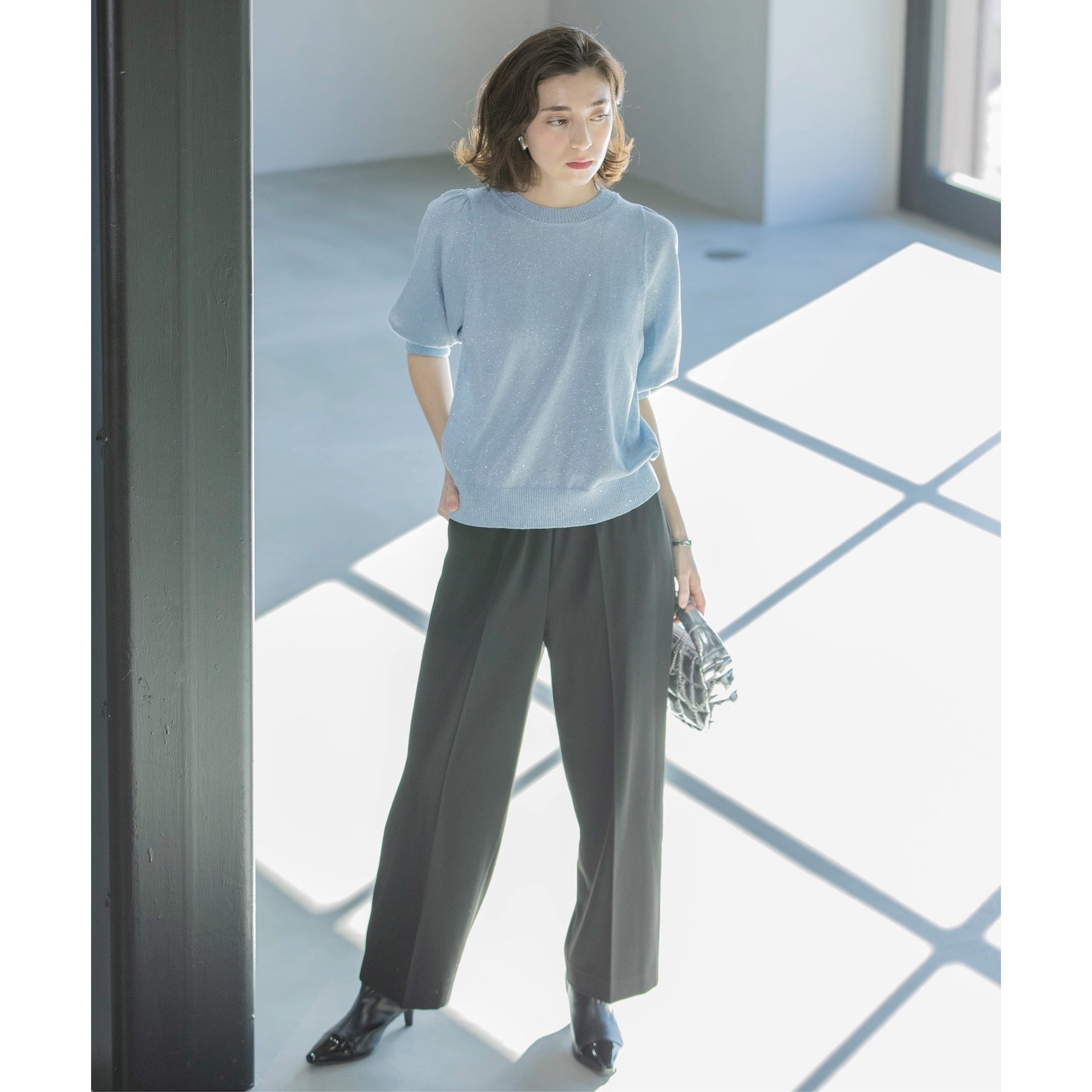 OPAQUE.CLIP OPAQUE.CLIP Melange Stretch Easy Wide Pants 【Machine Washable】