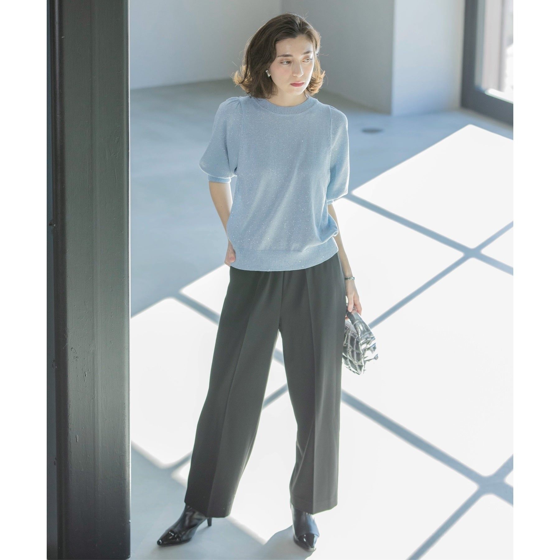 OPAQUE.CLIP OPAQUE.CLIP Melange Stretch Easy Wide Pants 【Machine Washable】